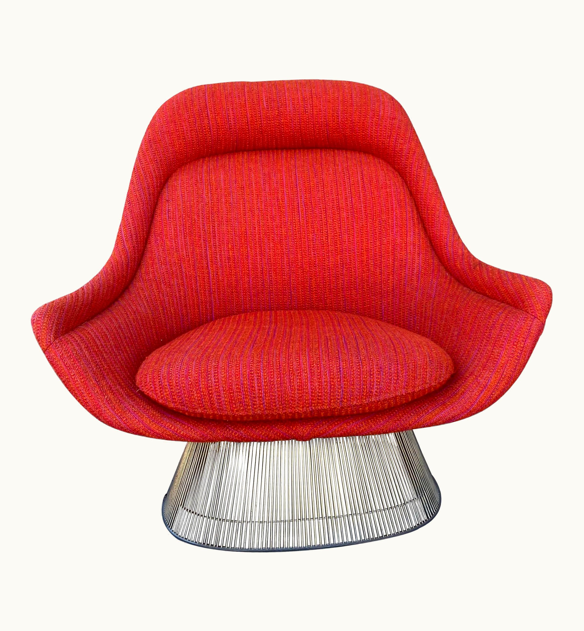 Warren Platner Early Warren Platner Large Wire Lounge Chair For Knoll, C.1970 Cado Wool Woven