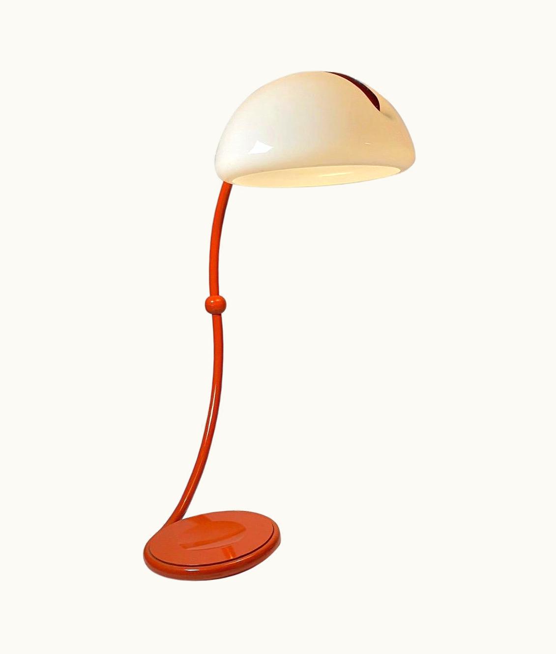 Elio Martinelli Elio Martinelli Orange Serpente Floor Lamp By Elio Martinelli For Luce, Italy 1970s