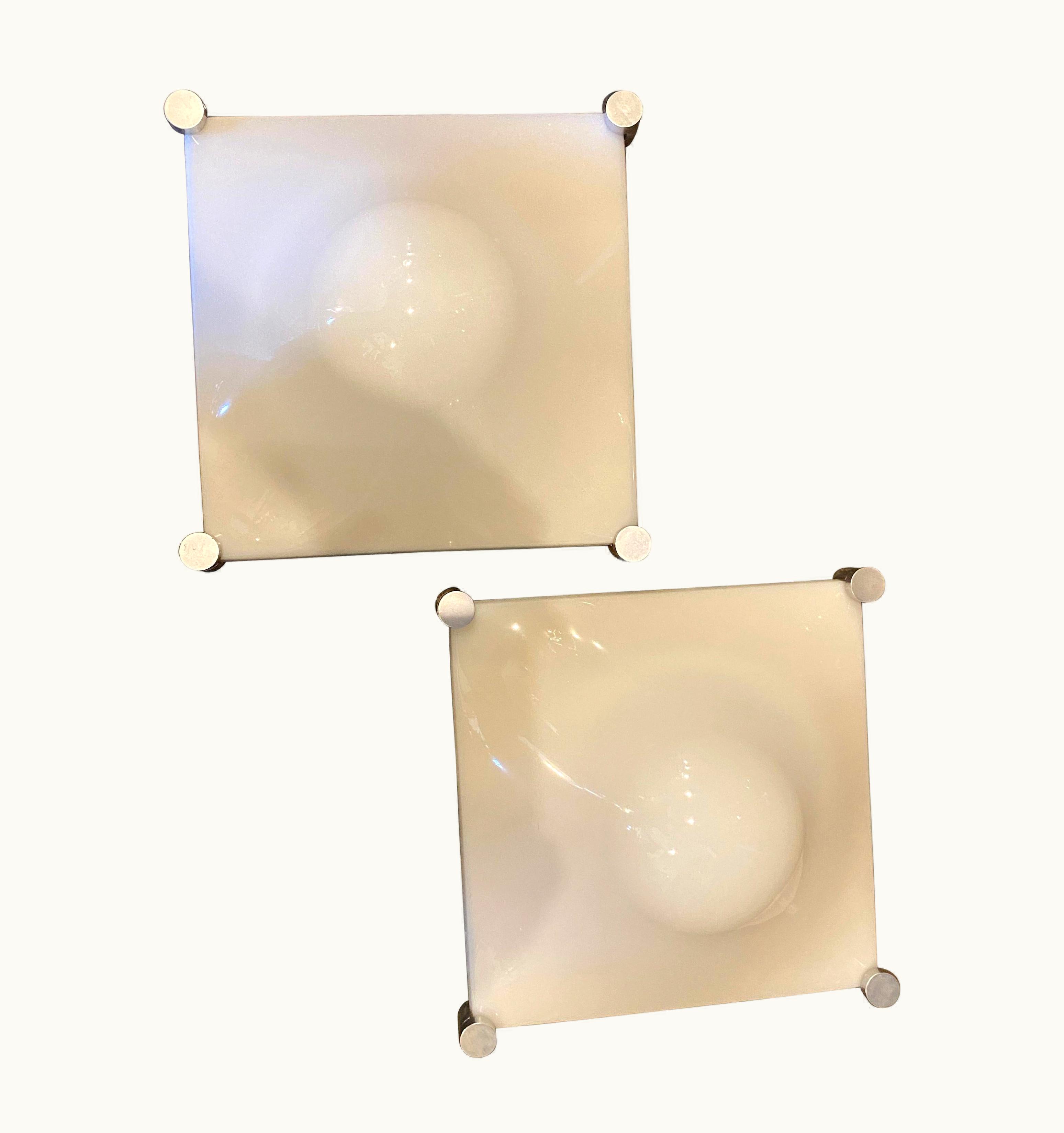 Elio Martinelli Elio Martinelli 1970s Space Age Set Of Two Elio Martinelli Acrylic And Steel Bolla Wall Sconces