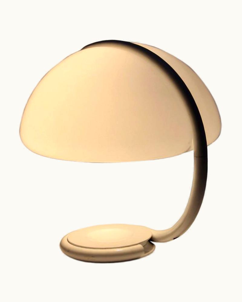 Elio Martinelli White Elio Martinelli Vintage Table Lamp Mod. 599 Serpente Designed 1965, Italy