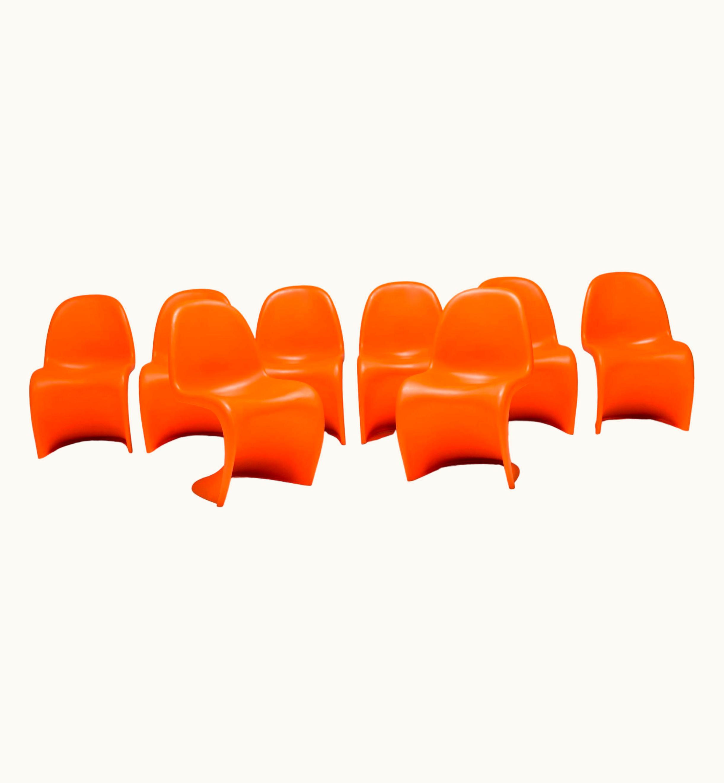 Verner Panton Verner Panton Orange Panton Chairs By Verner Panton For VItra, Set Of 8