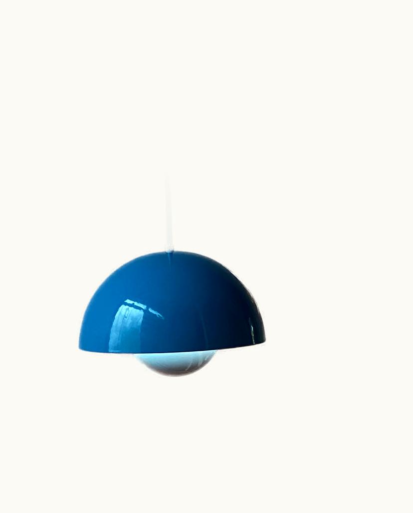 Verner Panton Verner Panton Vintage Blue Verner Panton Enamel Flowerpot Lamp By Louis Poulsen, Denmark