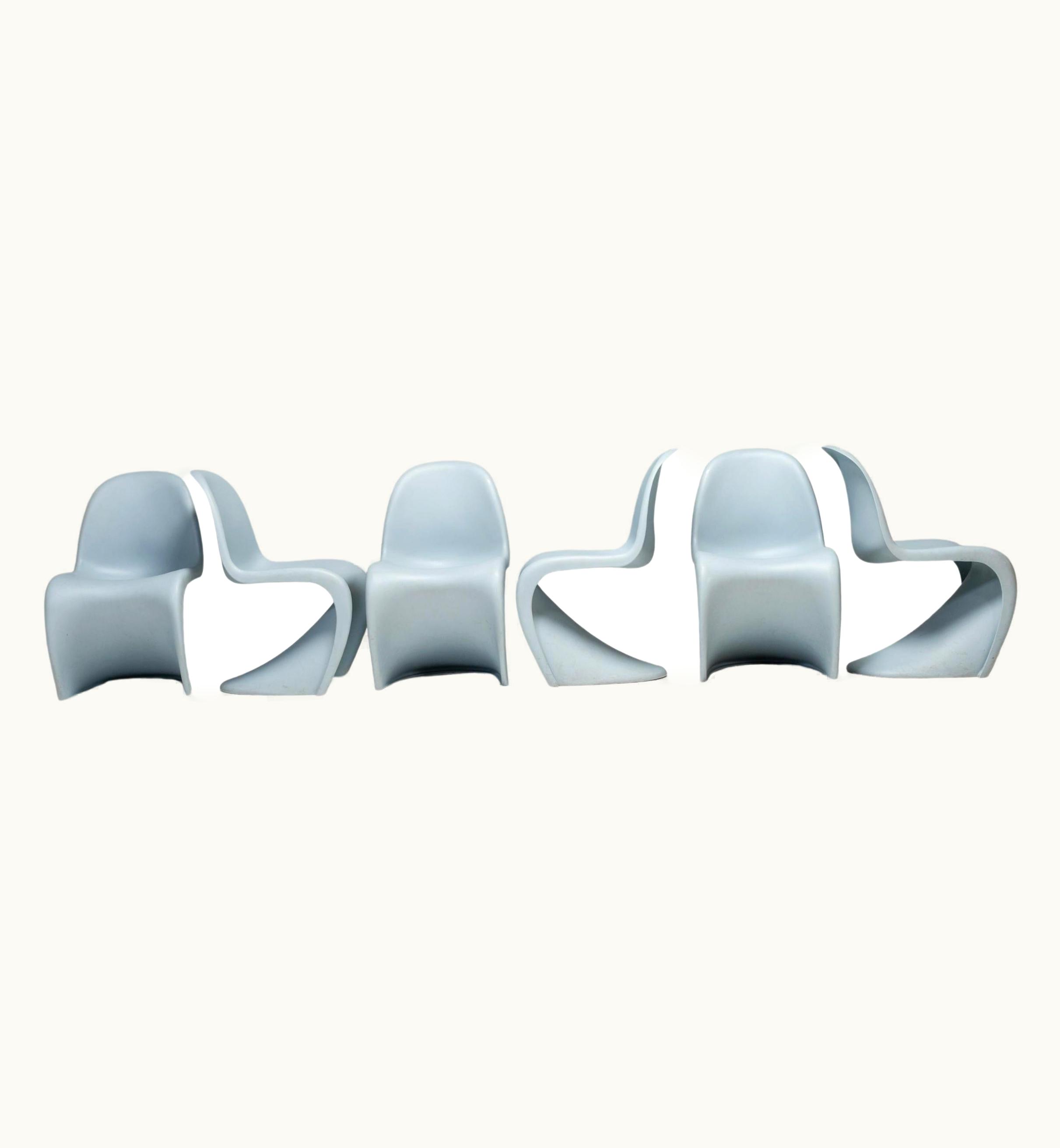 Verner Panton Verner Panton Light Blue Panton Chairs By Verner Panton For VItra, Set Of 6