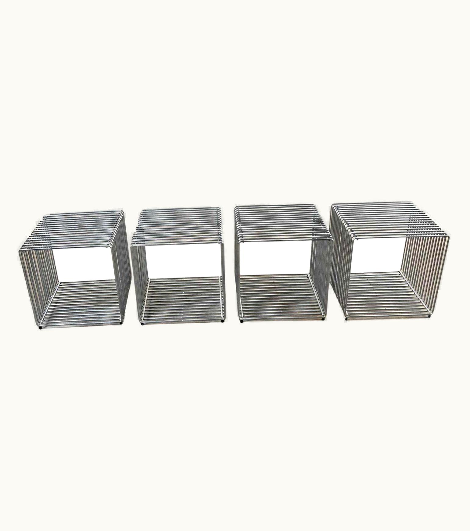 Verner Panton Verner Panton Vintage Modern Verner Panton Pantonova Chrome Wire Cubes Set Of 4