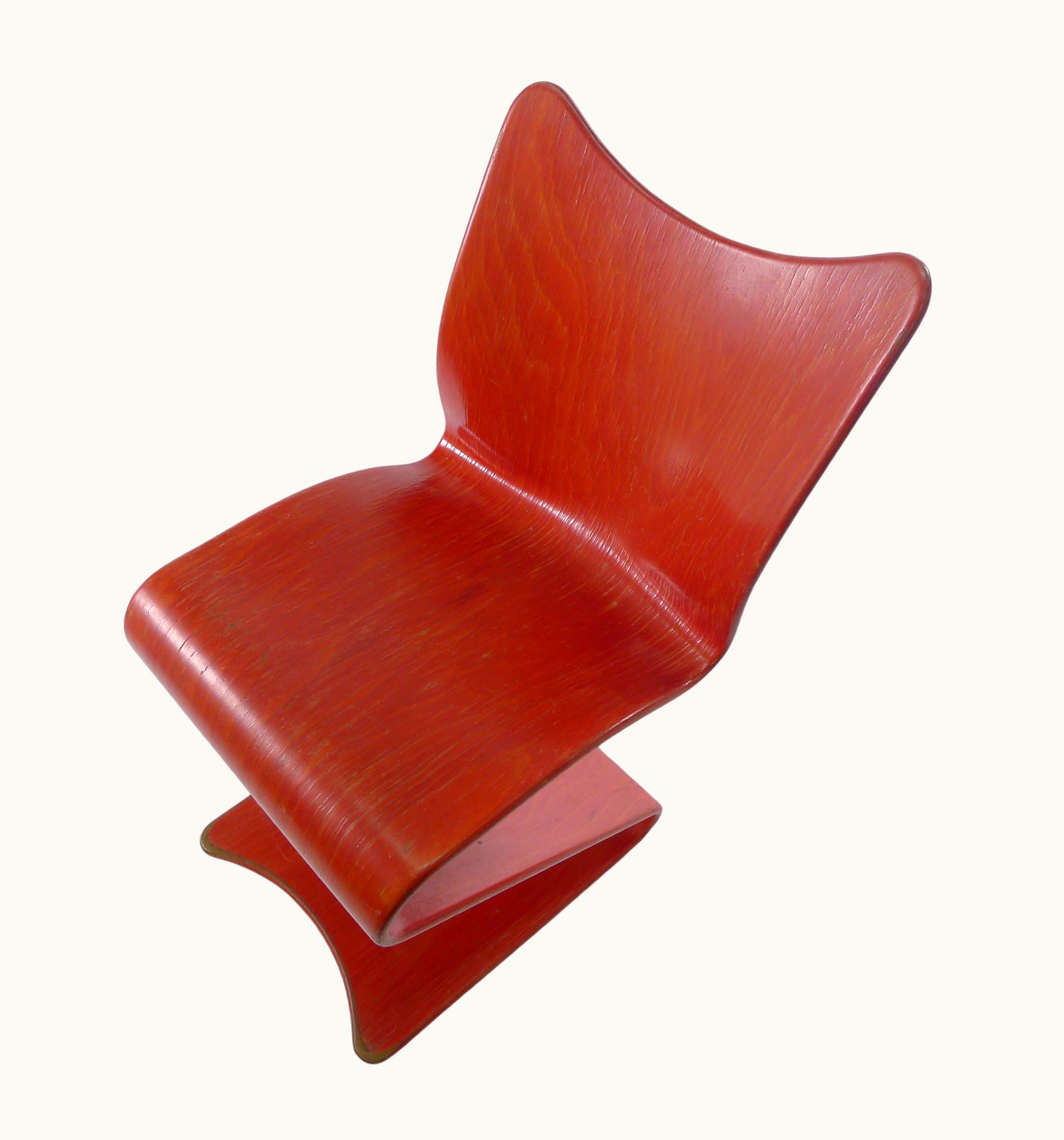 Verner Panton Verner Panton Rare Verner Panton Plywood S Chair, Model 275, 1956, Completely Original, Thonet