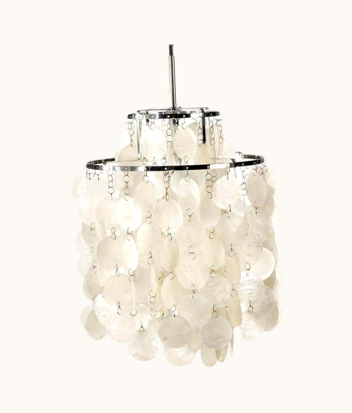 Verner Panton Verner Panton 'Fun 2DM' Pendant Lamp In Sea Shells And Chrome For Verpan
