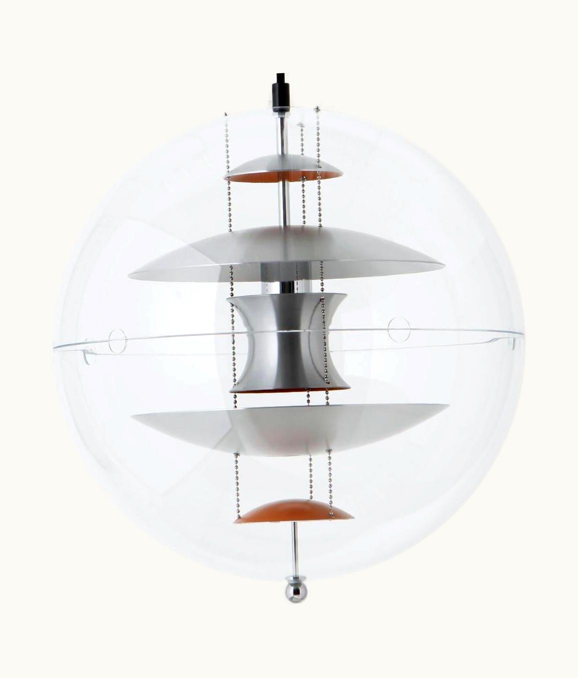 Verner Panton Verner Panton 'VP Globe' Pendant Lamp In Brushed Aluminum And Acrylic For Verpan