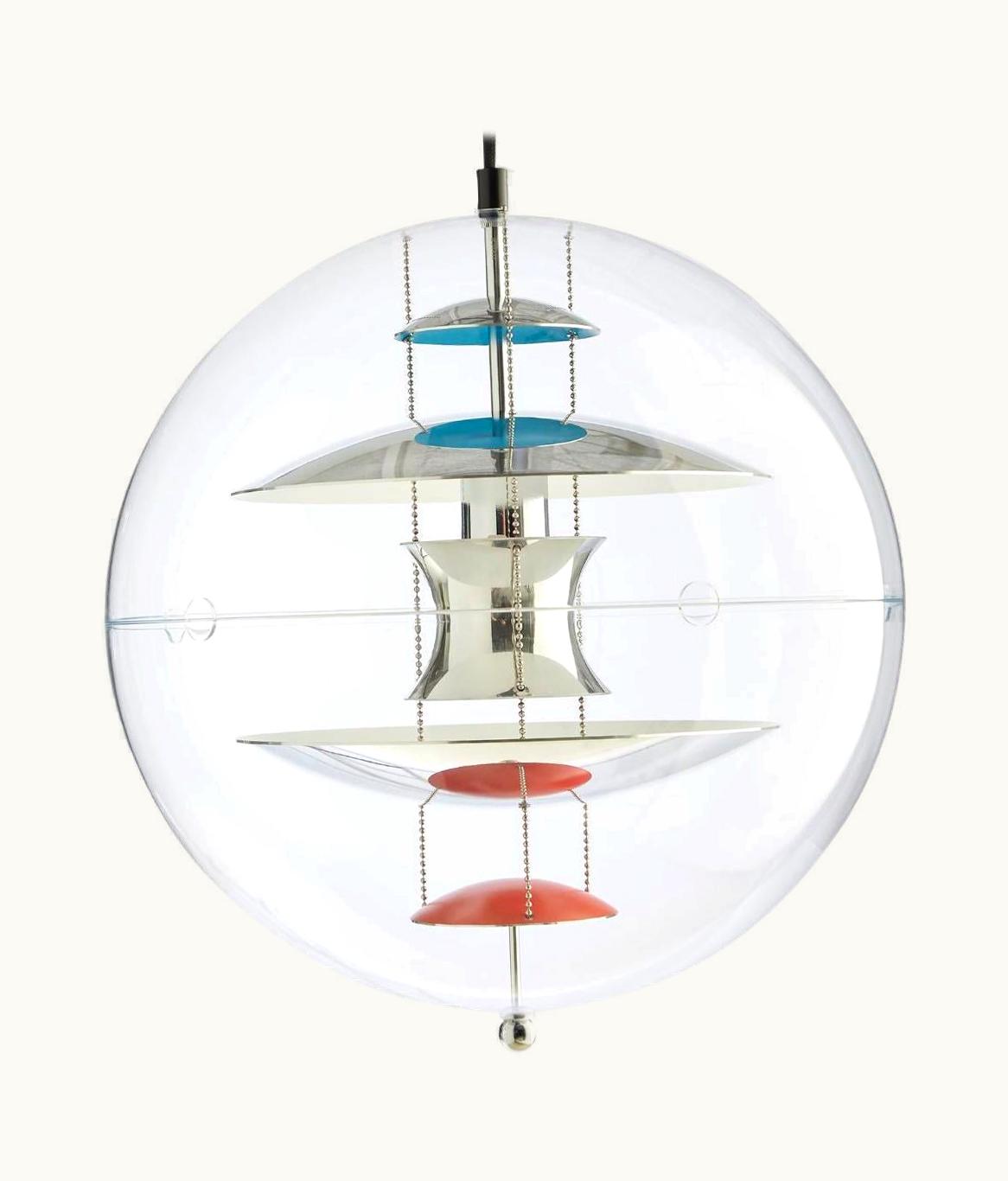 Verner Panton Verner Panton Large 'VP Globe' Pendant Lamp In Aluminum & Acrylic For Verpan