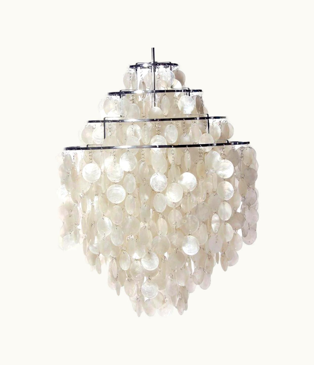 Verner Panton Verner Panton 'Fun 0DM' Pendant Lamp In Sea Shells And Chrome For Verpan