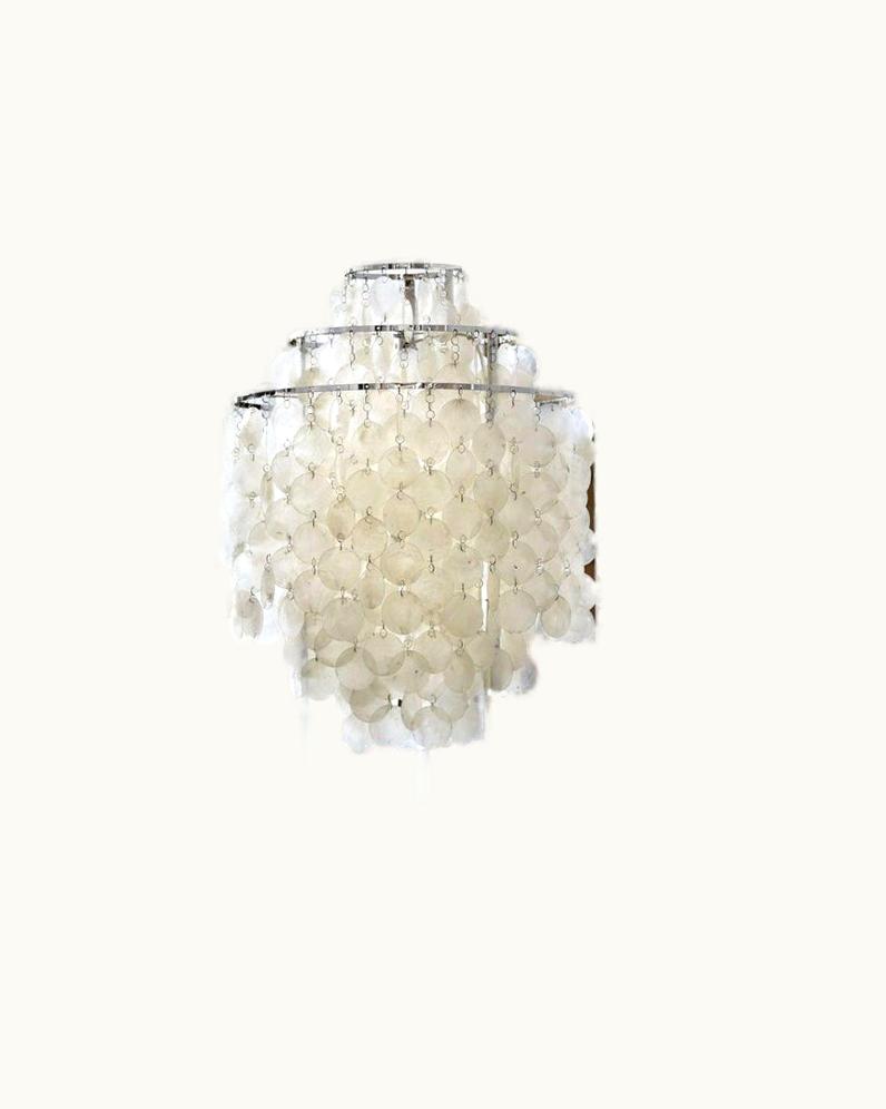 Verner Panton Verner Panton 'Fun 1DM' Pendant Lamp In Sea Shells And Chrome For Verpan