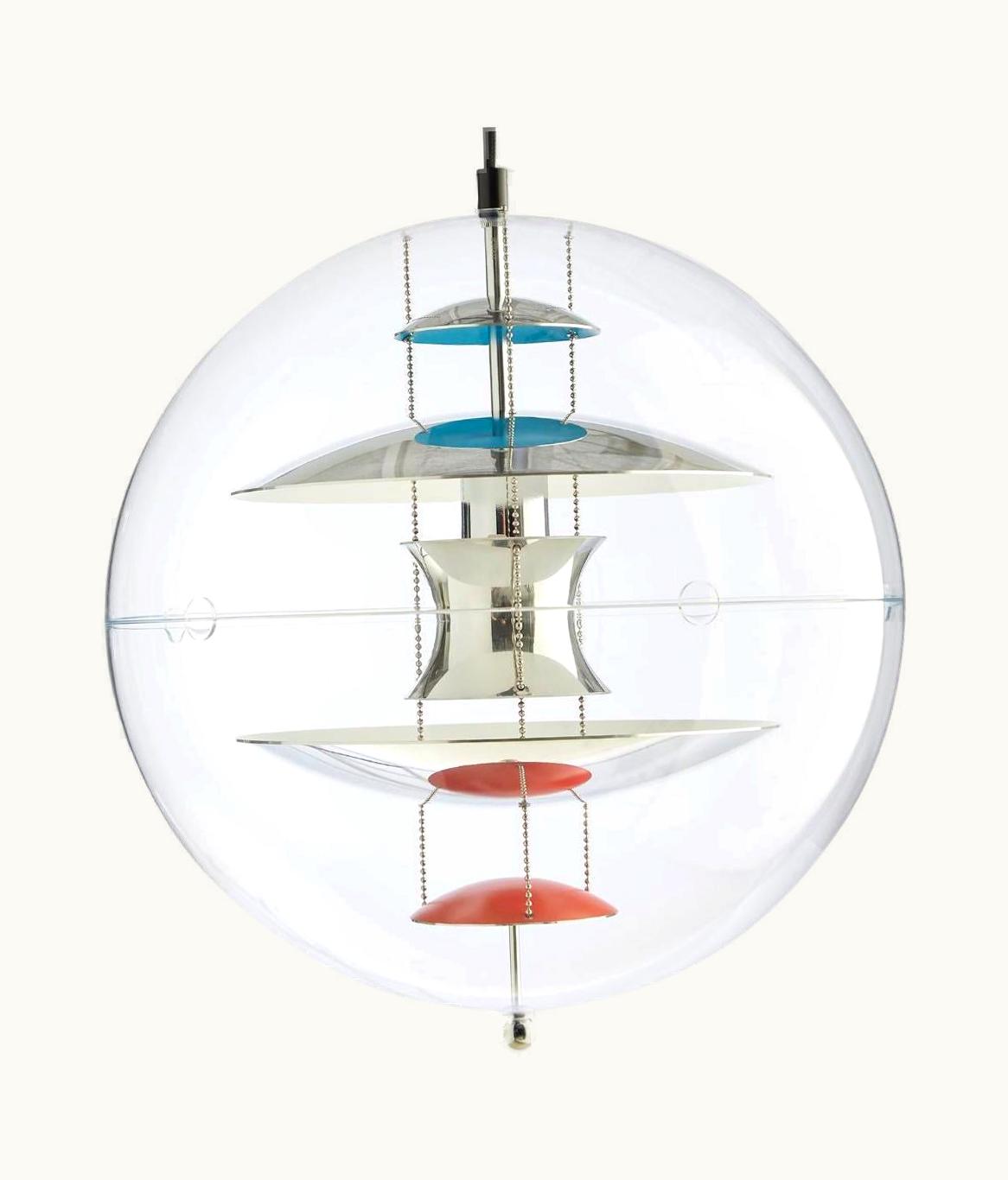 Verner Panton Verner Panton 'VP Globe' Pendant Lamp In Polished Aluminum & Acrylic For Verpan