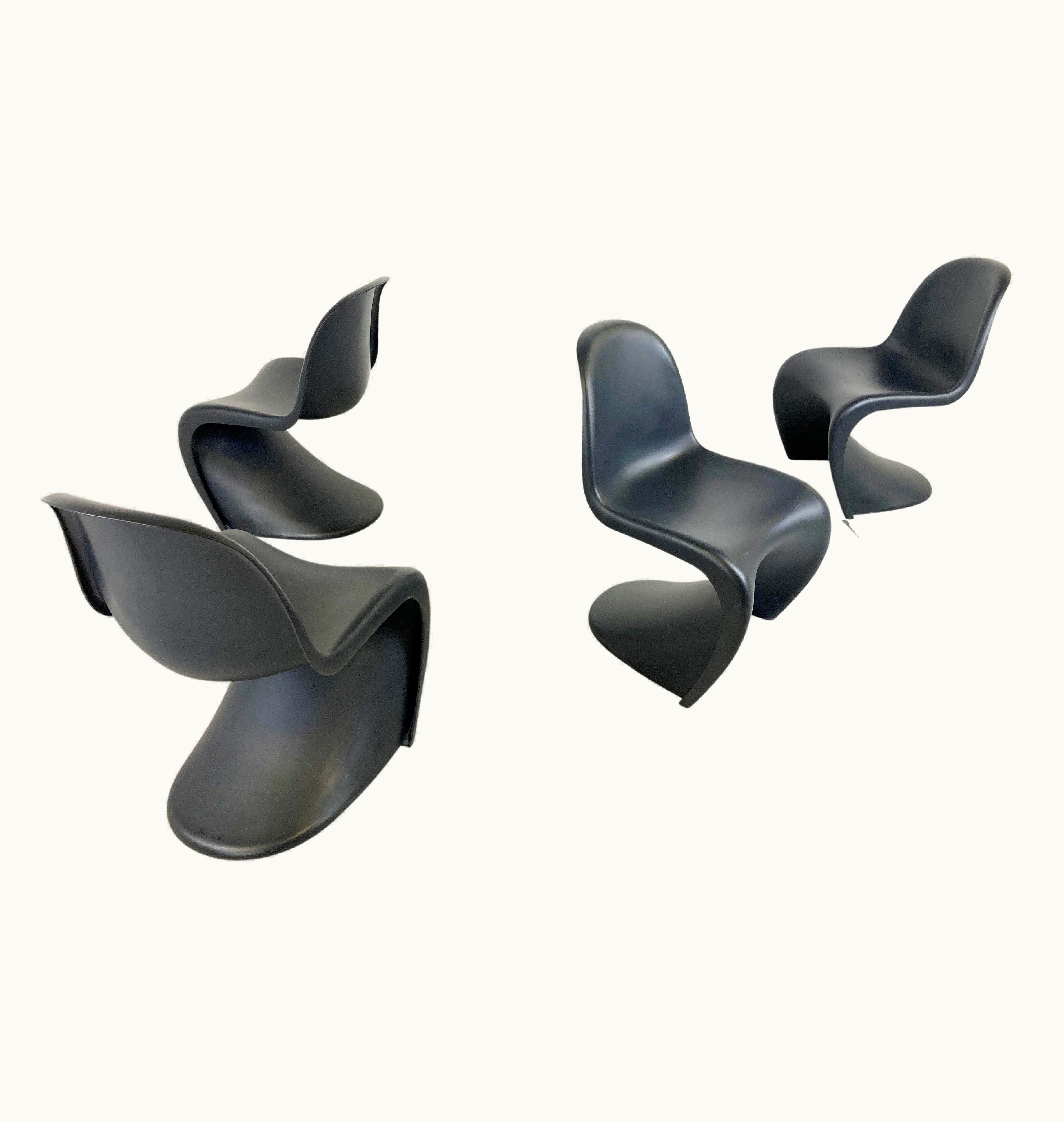 Verner Panton Verner Panton Black Panton Dining Chairs, Set Of 4