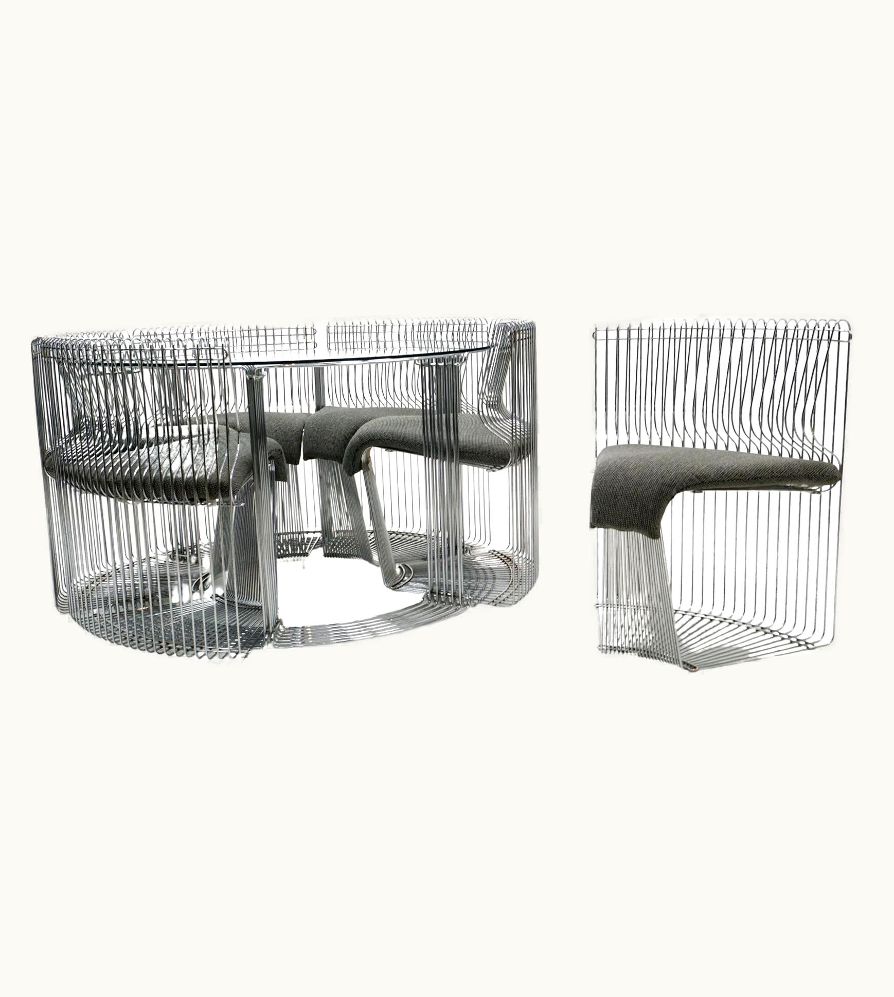 Verner Panton Verner Panton Rare Pantonova Dining Set By Verner Panton 1971, Chrome, Glass Table, Six Chairs