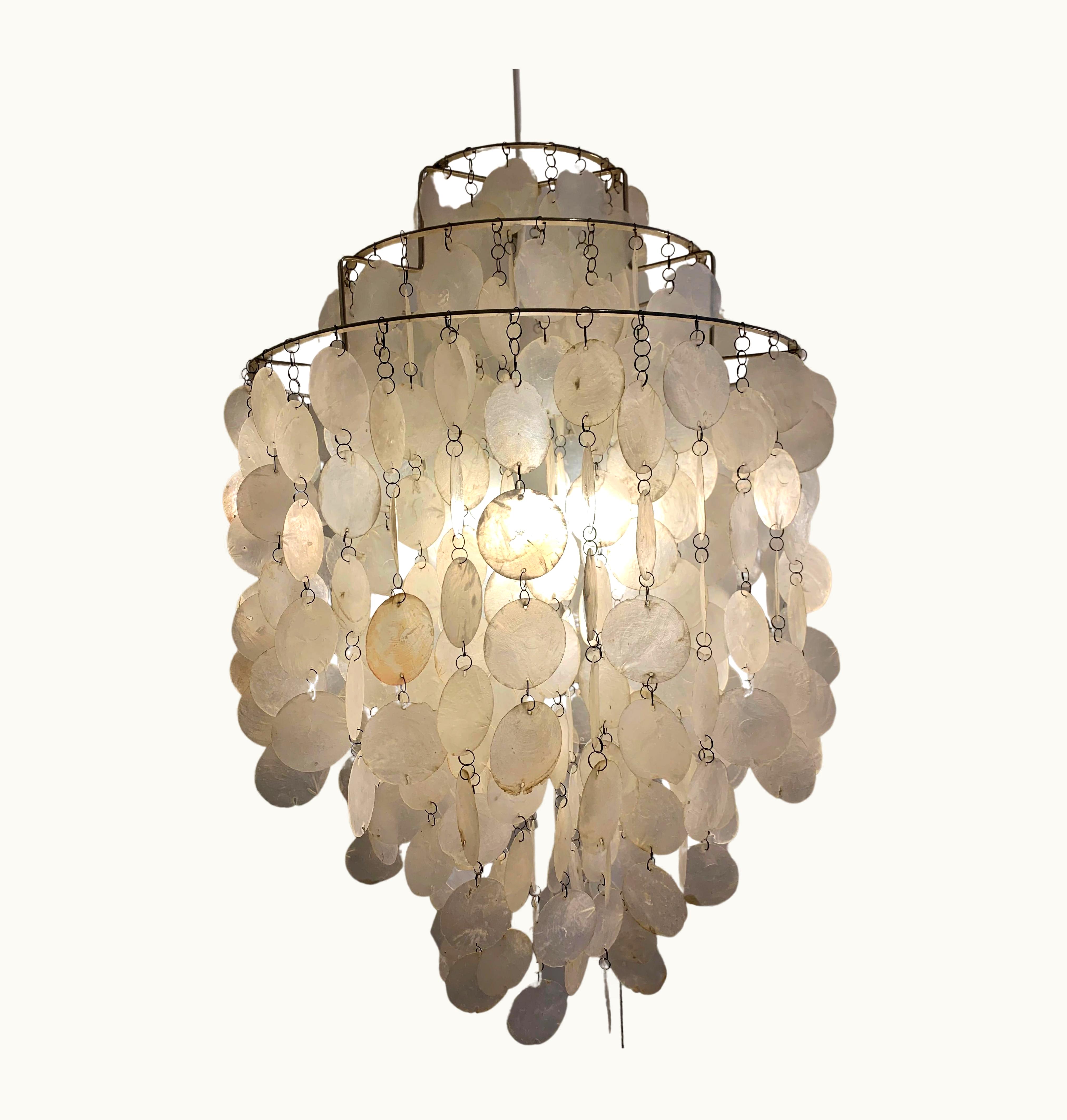 Verner Panton Verner Panton Mother Of Pearl FUN 1DM Pendant Lamp By J. Lüber