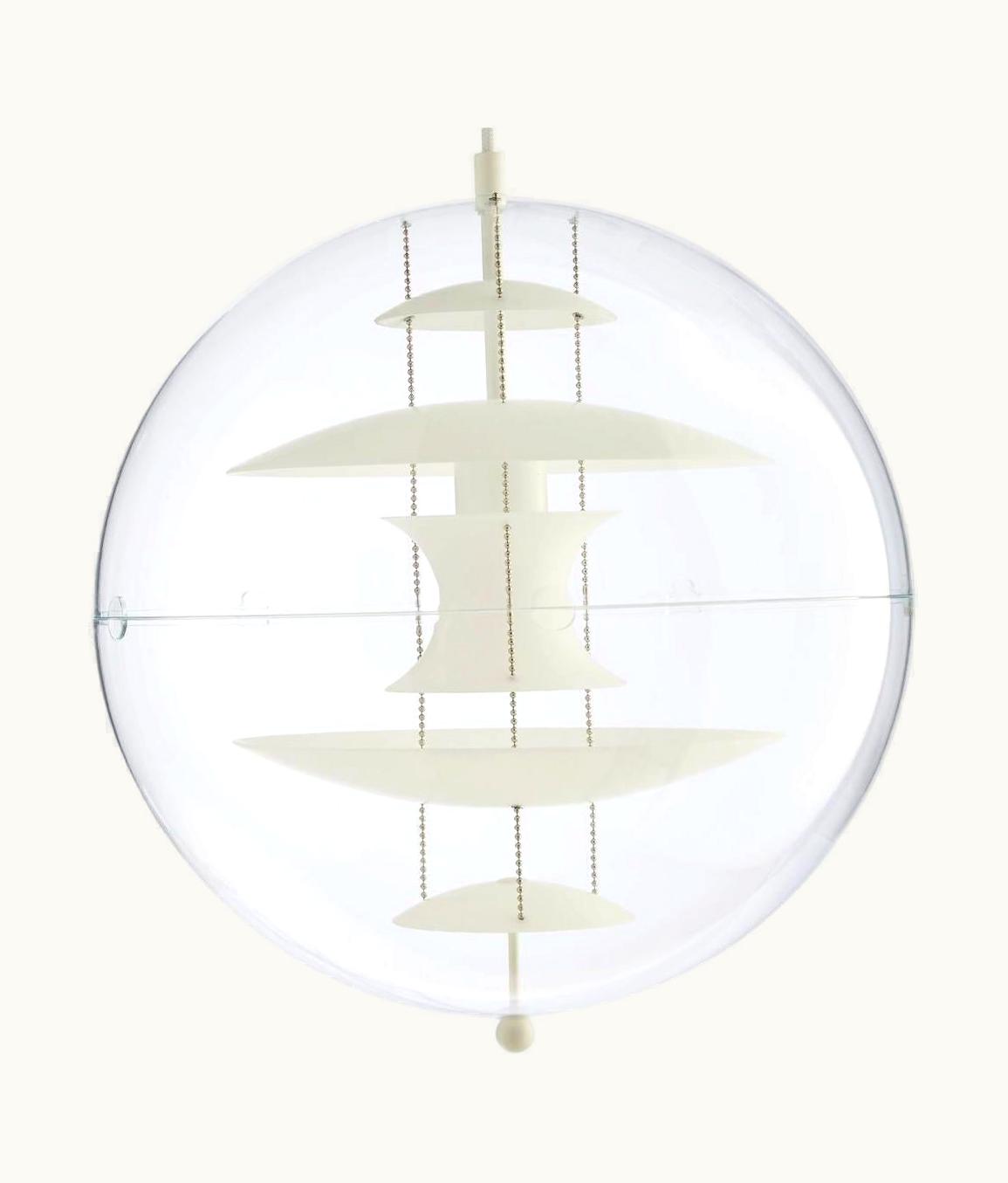 Verner Panton Verner Panton Large 'VP Globe' Pendant In Blown Opal Glass & Acrylic For Verpan