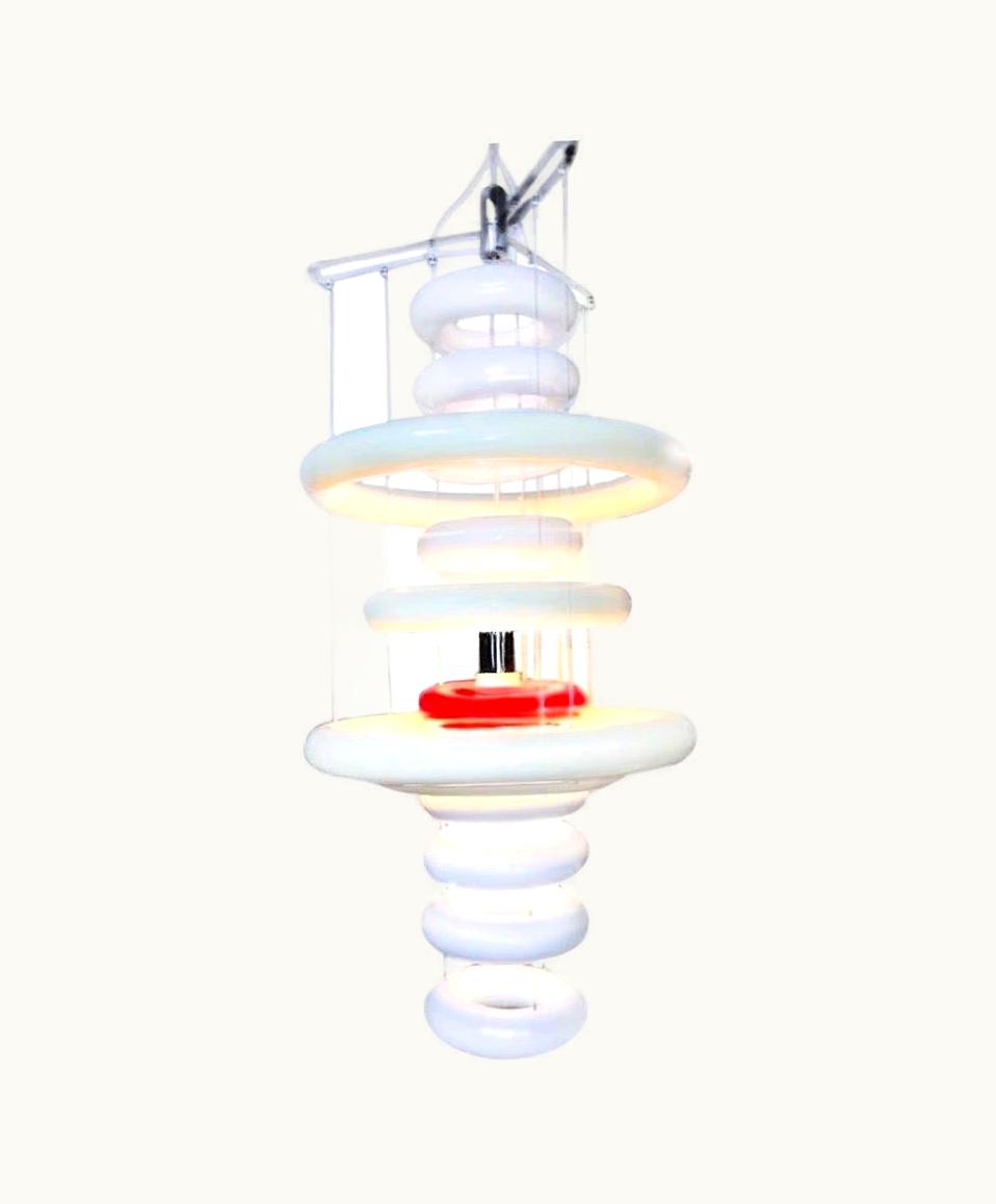 Verner Panton Verner Panton Verpan UFO Chandelier, White, Red, Chrome, Denmark, 1975, 2015 UZ0201031