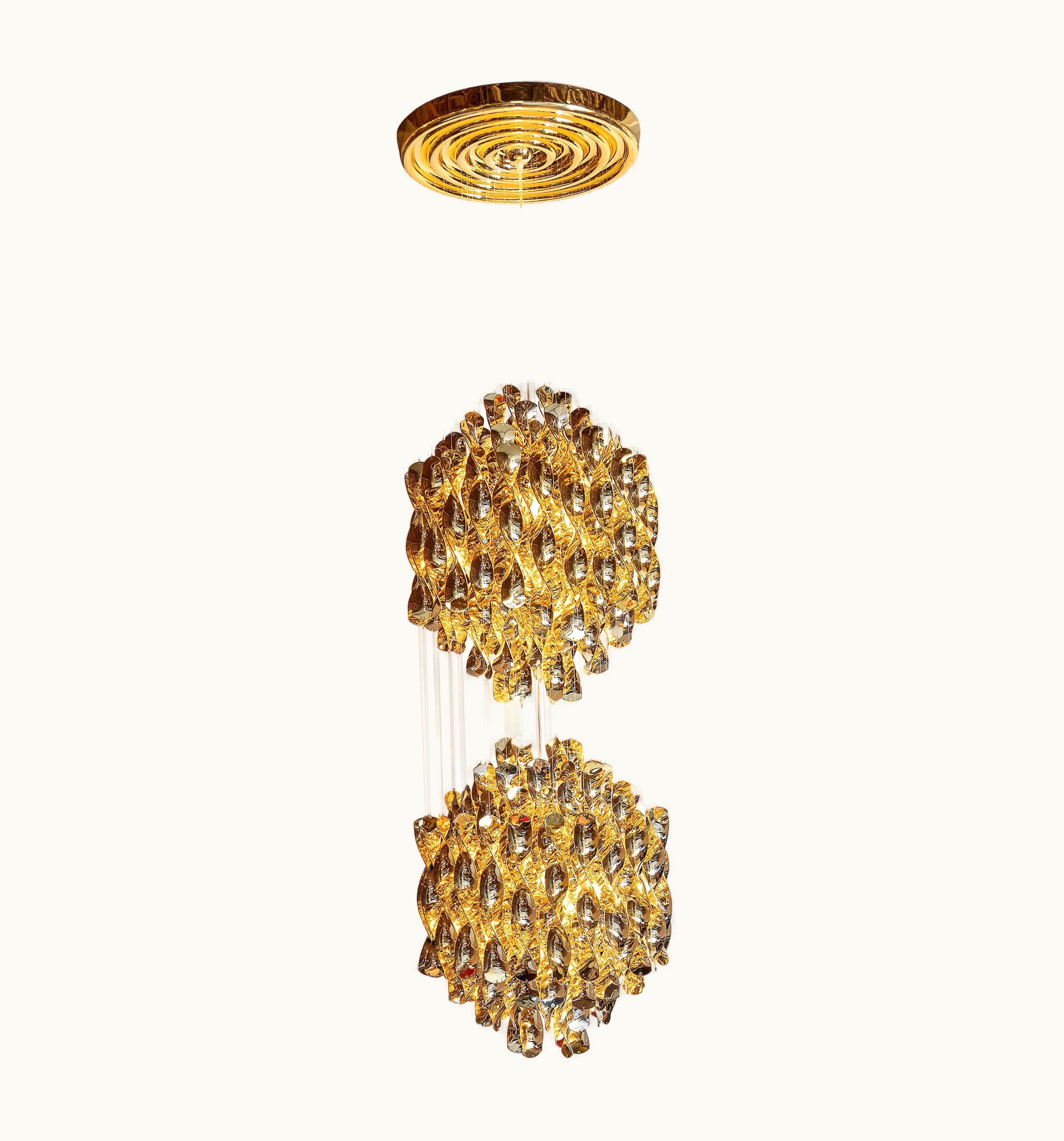 Verner Panton Verner Panton SP-2 Spiral Chandelier In Gold By Verpan