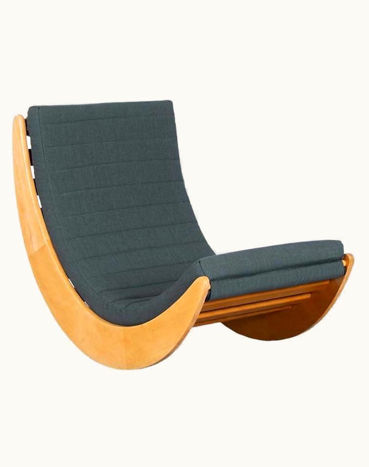 Verner Panton Verner Panton Vernor Panton Relaxer Rocking Chair In New Green Wool And Wood For Rosenthal