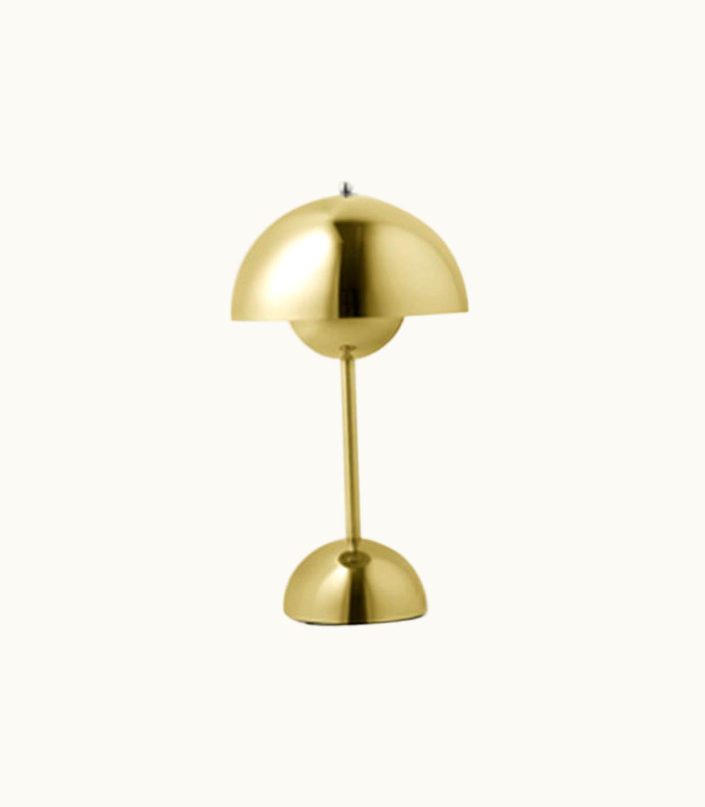 Verner Panton Verner Panton Flowerpot VP9 Portable Brass-Plated Table Lamp From Verner Panton