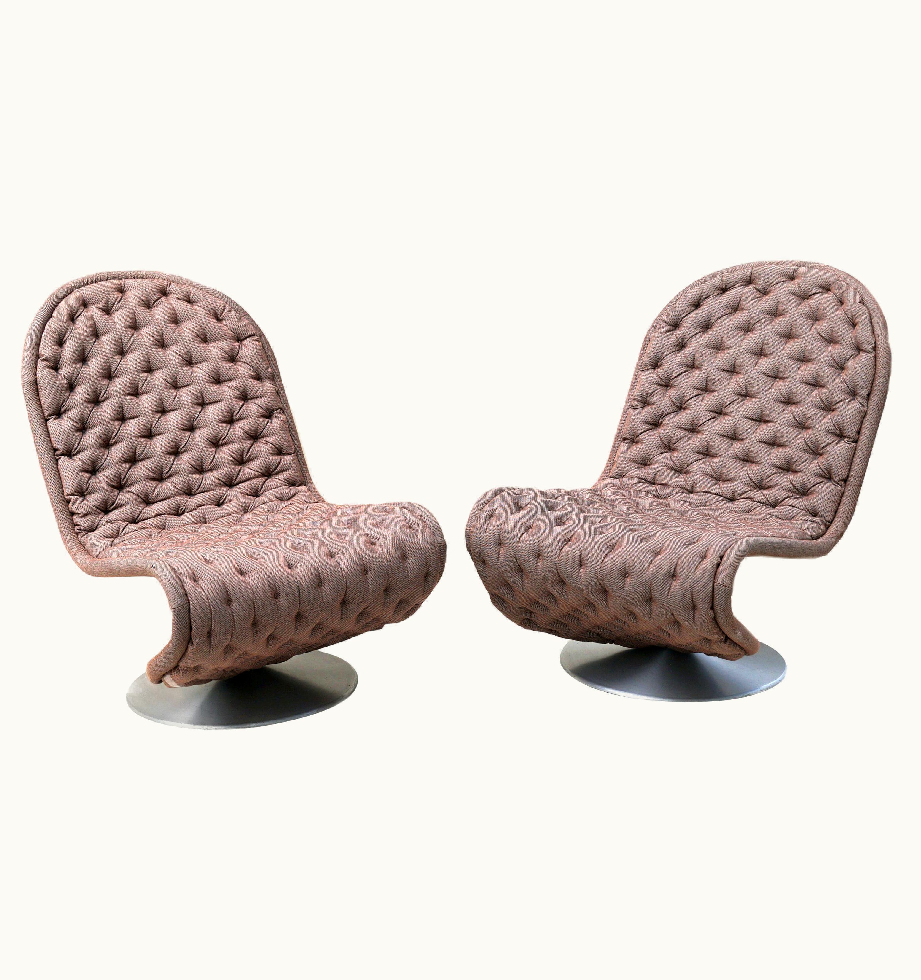 Verpan;Verner Panton Verpan;Verner Panton Pair Of Verner Panton Tufted 123 Lounge Chairs