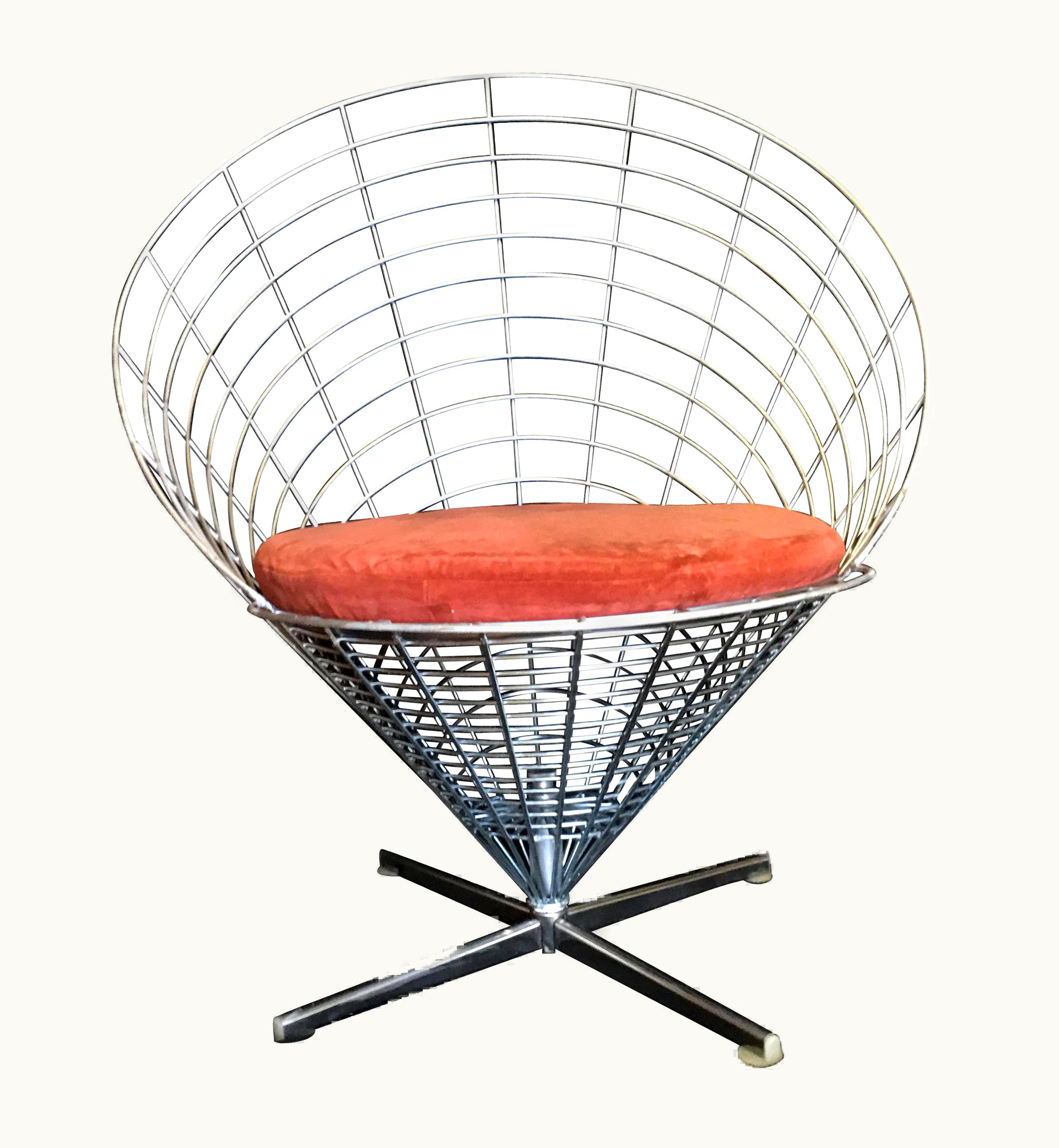 Verner Panton Verner Panton 1st Edition Wire Cone Chair Model 'K2' By Verner Panton For Plus Linje