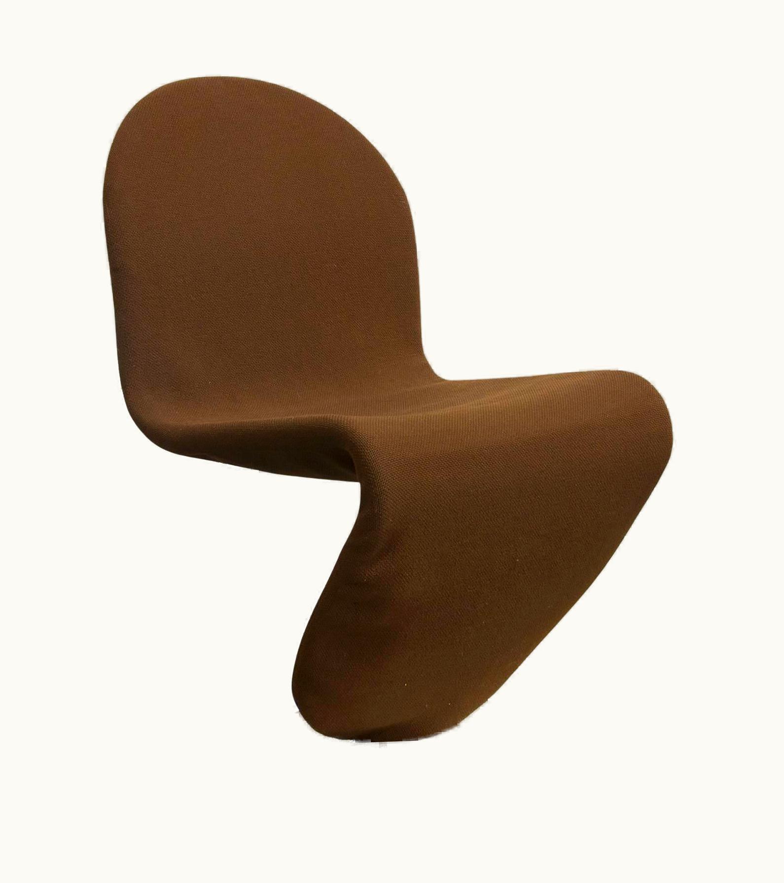 Verner Panton Verner Panton 1973 Verner Panton, 1-2-3 Series Dining Chair In Brown Fabric