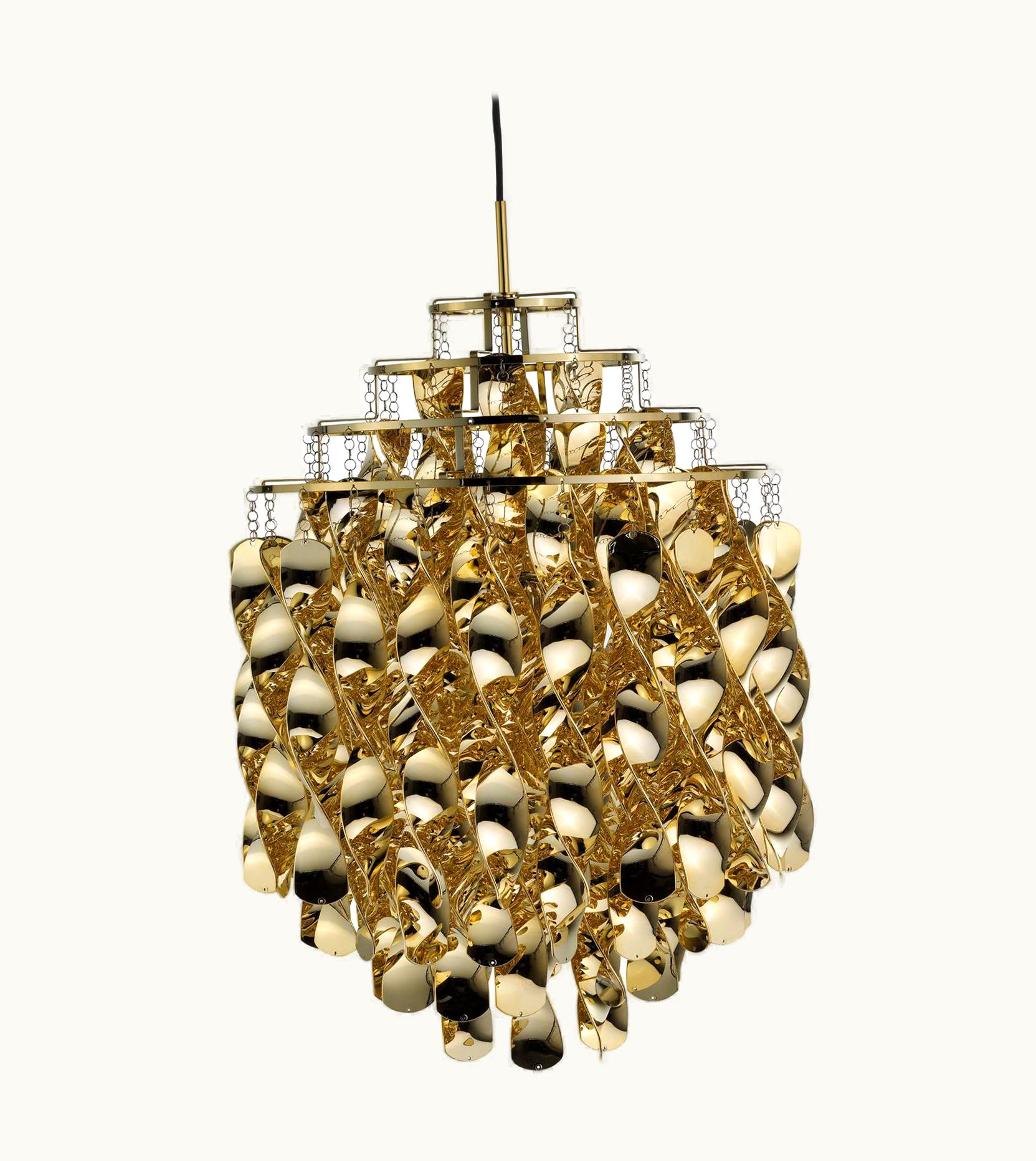 Verner Panton Verner Panton Spiral SP01 Pendant Light With Gold Finish By Verner Panton
