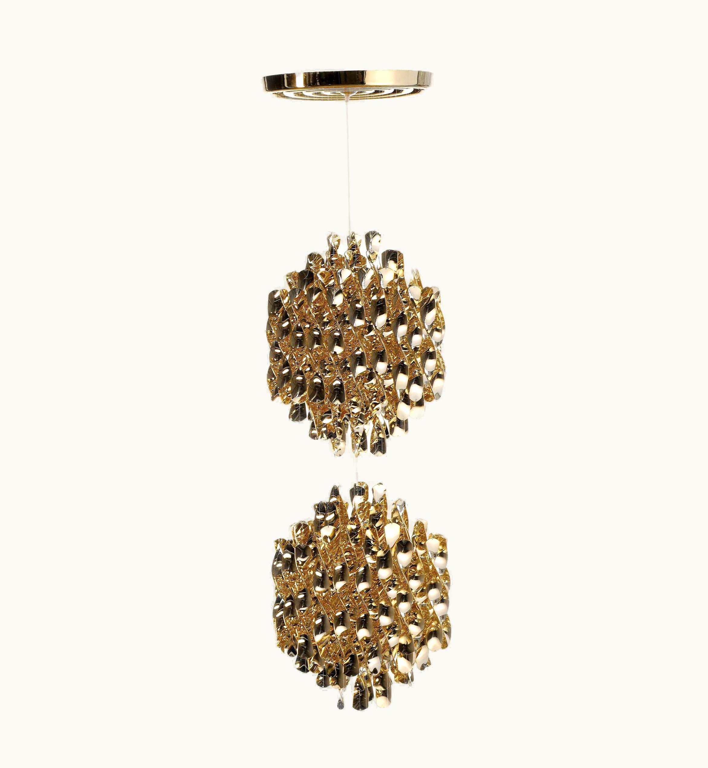 Verner Panton Verner Panton Spiral SP2 Pendant Light With Gold Finish By Verner Panton