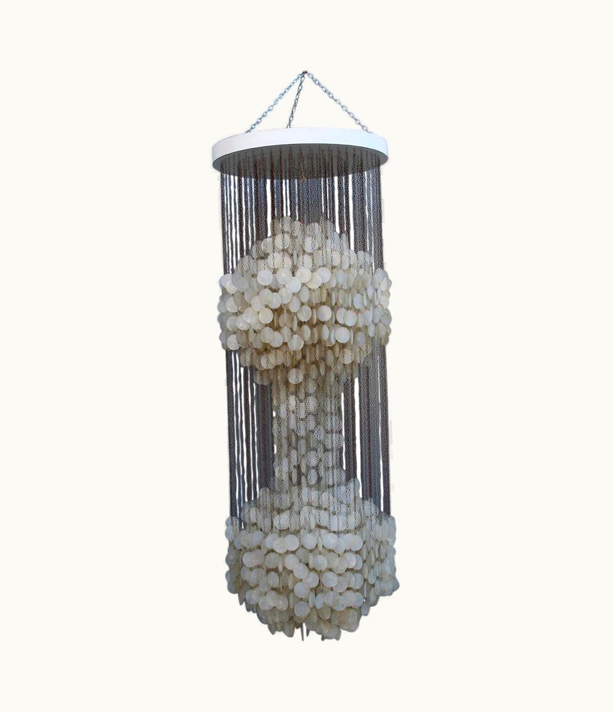 Verner Panton Verner Panton For Lubber Chandelier Model Fun 5DM 1960s French Design Nacre