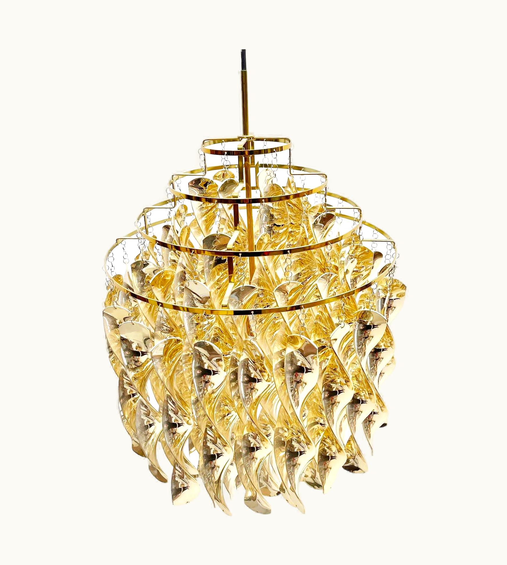 Verner Panton Verner Panton Mid-Century Spirale Brass Suspension By Verner Panton, Italy 1960s