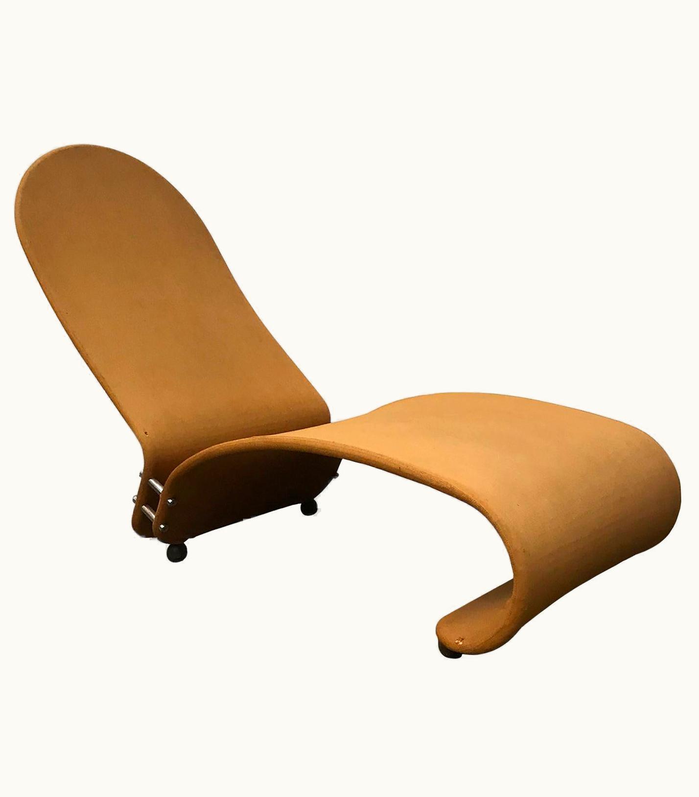 Verner Panton Verner Panton 1973, Verner Panton For Rosenthal, 1-2-3 Serie, Rare Chaise Longue, Ochre Fabric