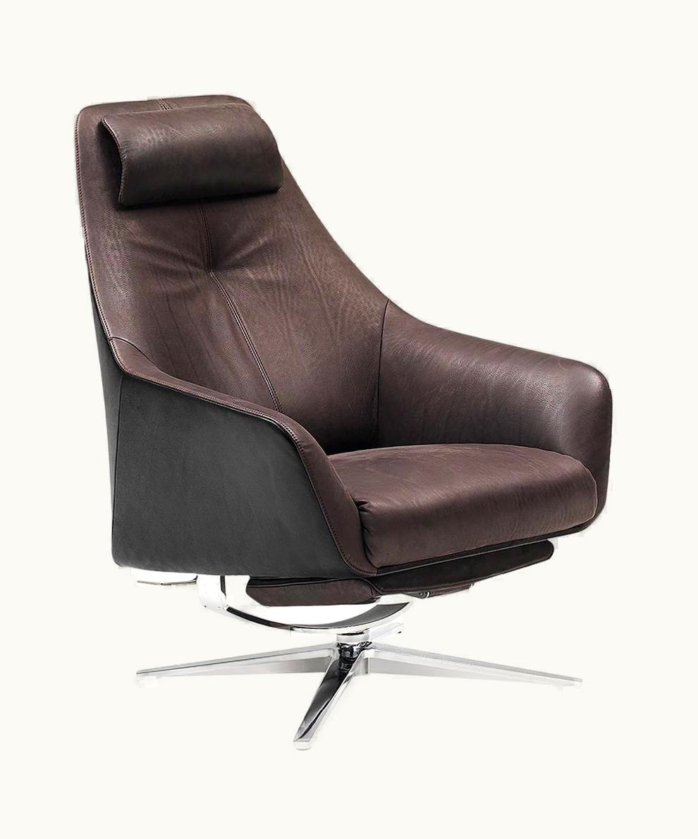 Christian Werner De Sede DS-277 Armchair With Footrest In Cafe Brown Fabric By Christian Werner UZ0201494