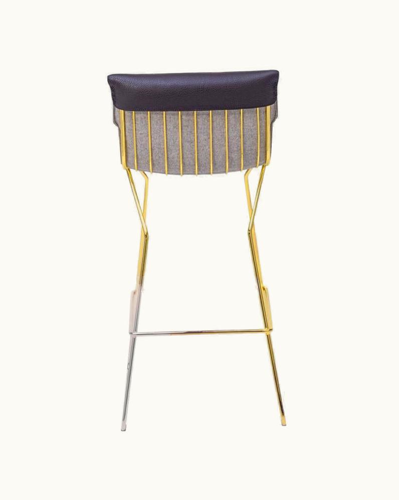 De Sede De Sede DS 515 Barstool In Grey Upholstery With Gold Color By Greutmann Bolzern