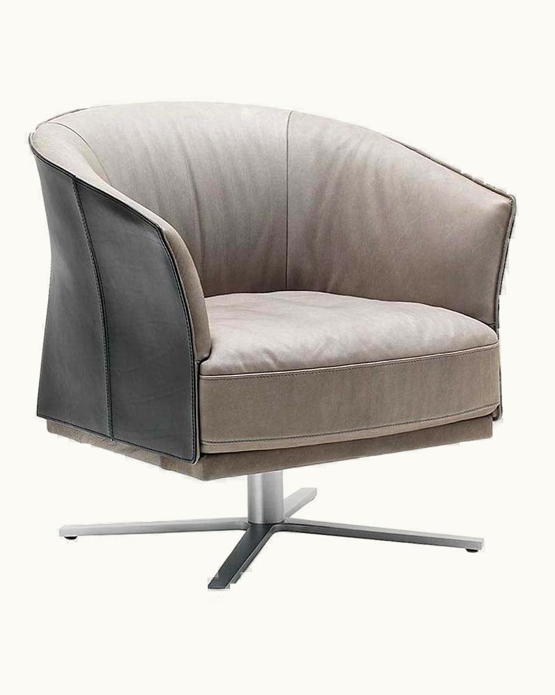 De Sede De Sede DS-291 Swivel Star Base Armchair In Taupe Leather By De Sede Design Team