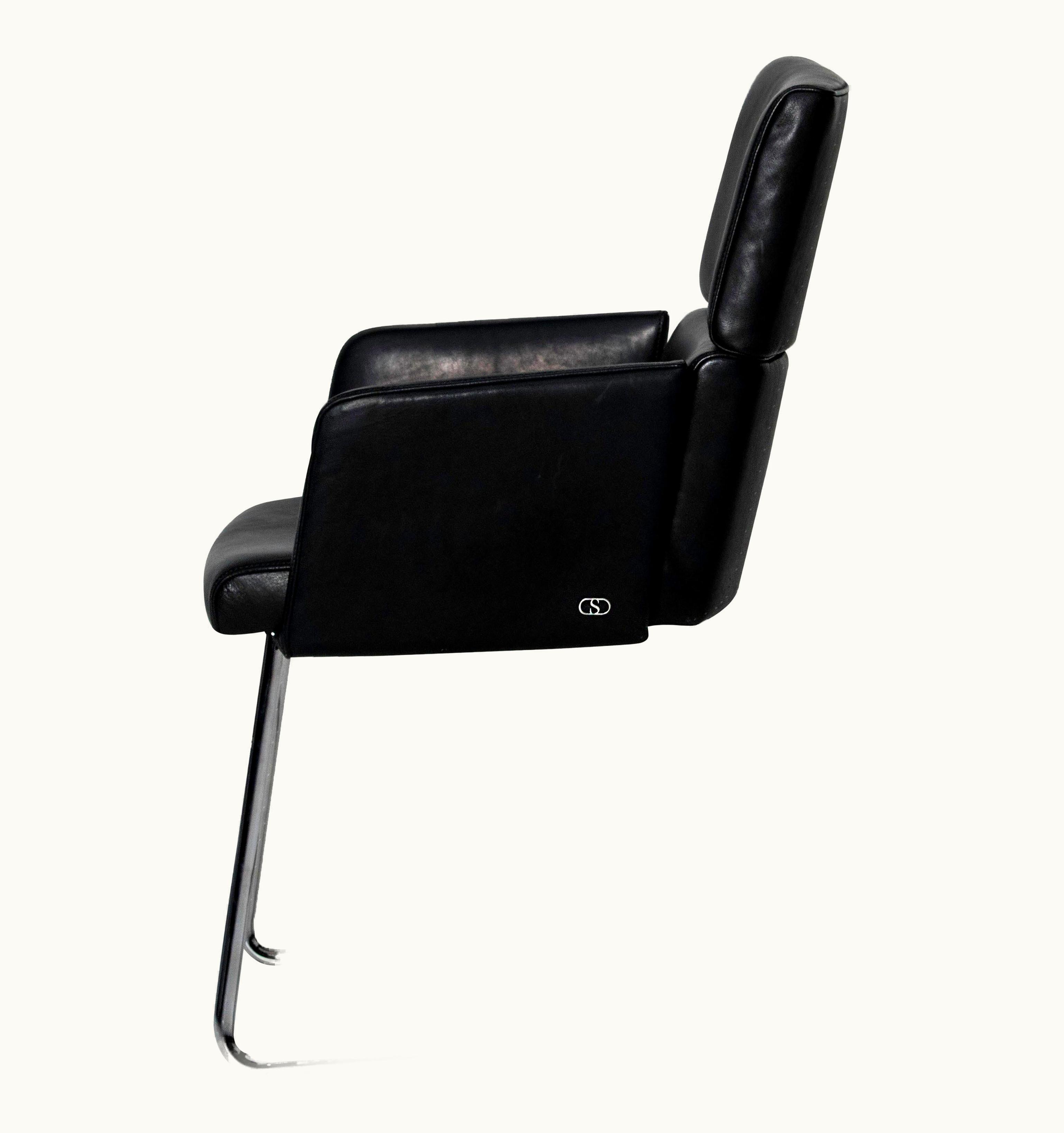 De Sede De Sede DS-414/52 Cantilevered Armchair In Black Leather By De Sede Design Team
