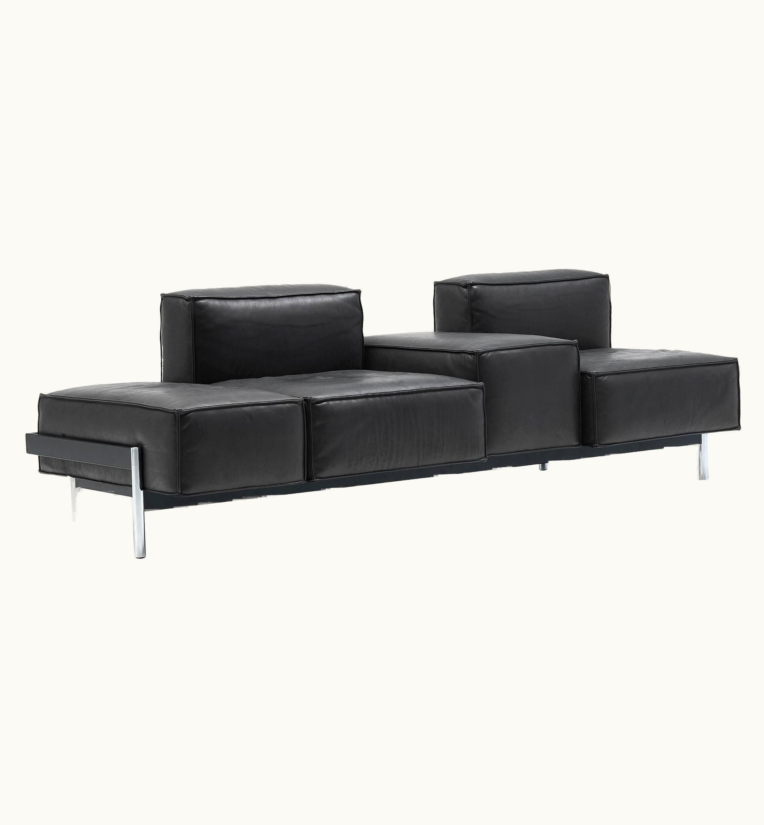 Stephan Huààrlemann De Sede DS-21/123C Two-Seat Modular Sofa In Black Leather By Stephan Hürlemann