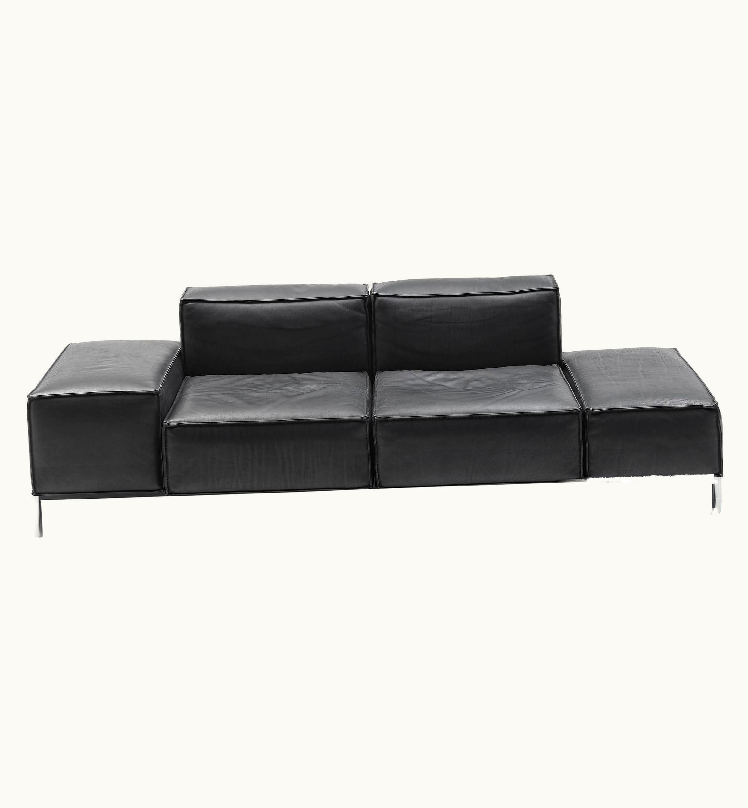 Stephan Huààrlemann Stephan Huààrlemann De Sede DS-21/123A Two-Seat Modular Sofa In Black Leather By Stephan Hürlemann