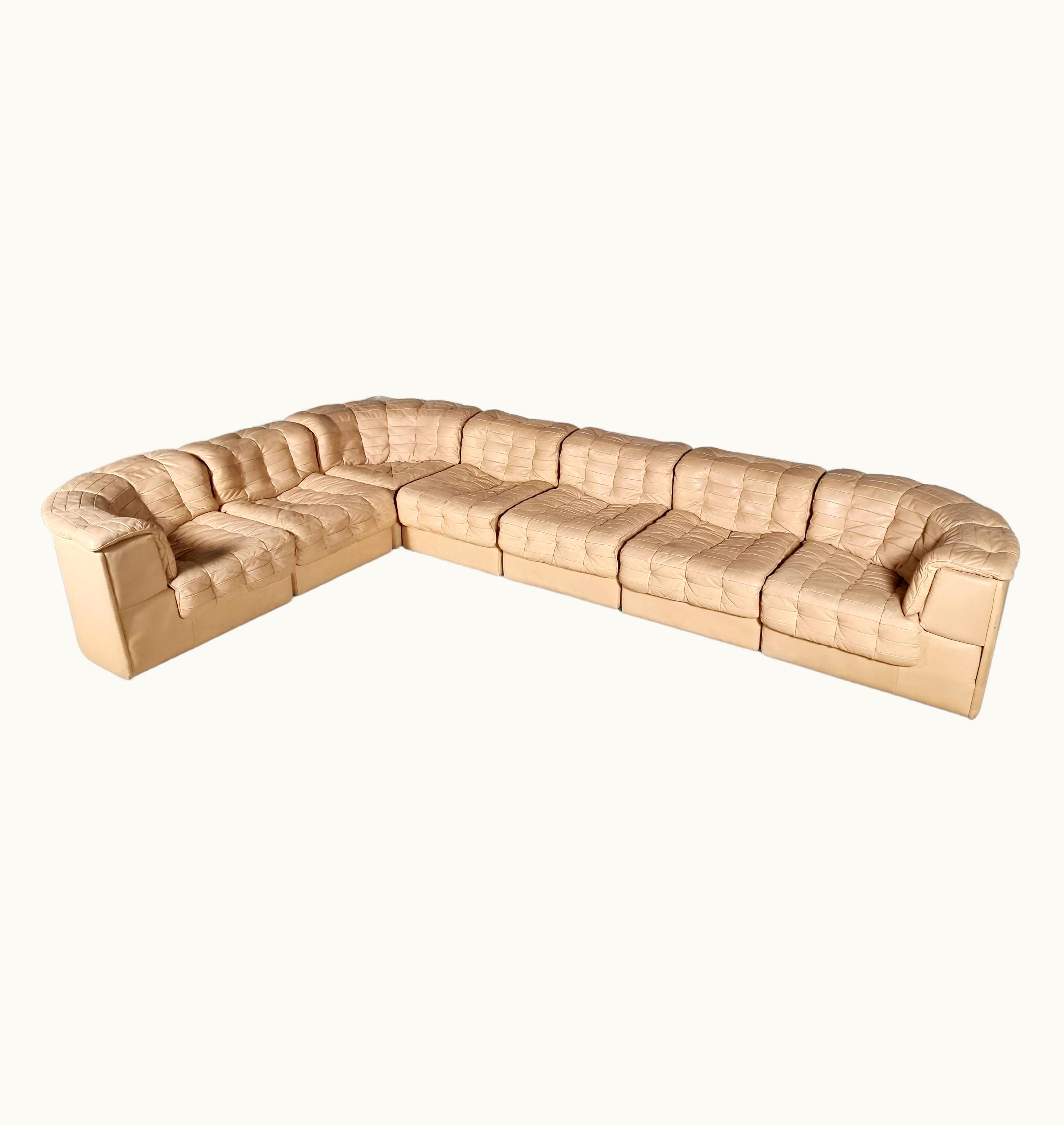 De Sede De Sede Ds 11 Modular Sofa In Original Cream Leather, 1970s