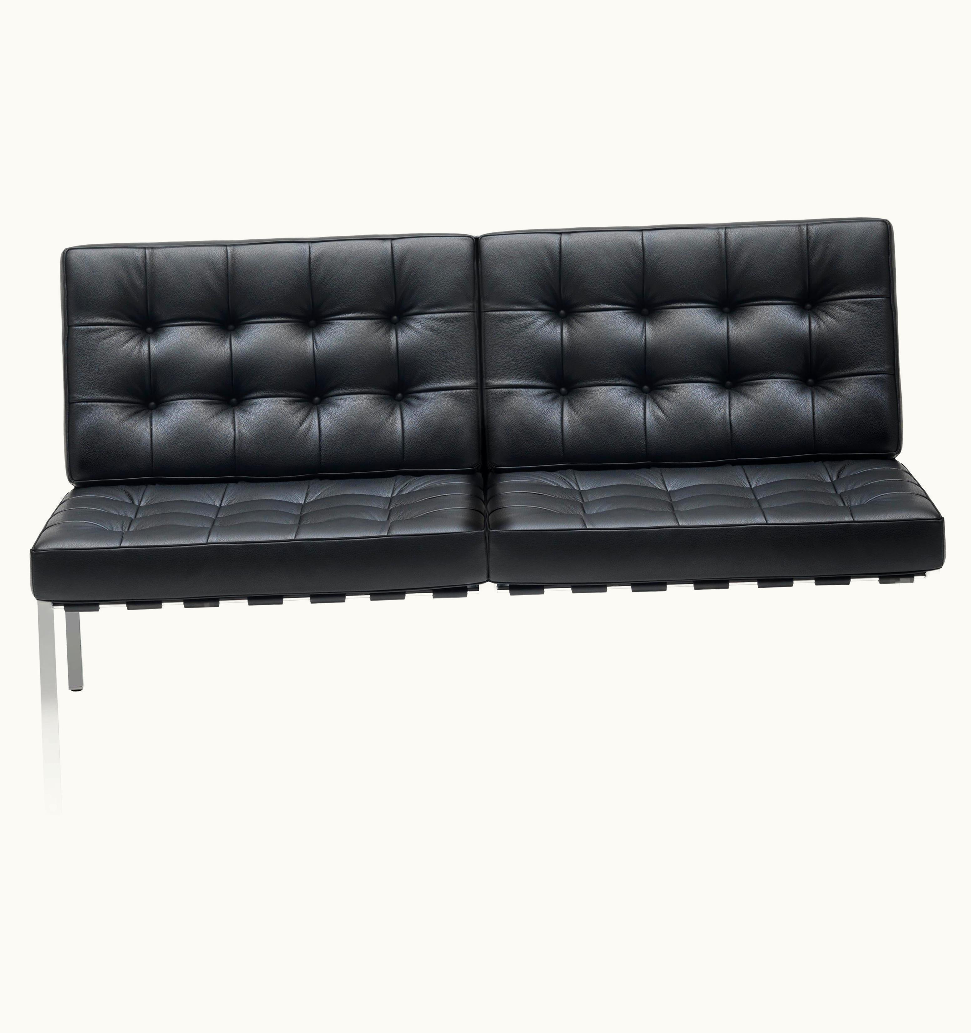 Kurt Thut Kurt Thut KT-221 Bauhaus Two-Seat Sofa In Tufted Natural Leather And Metal By De Sede