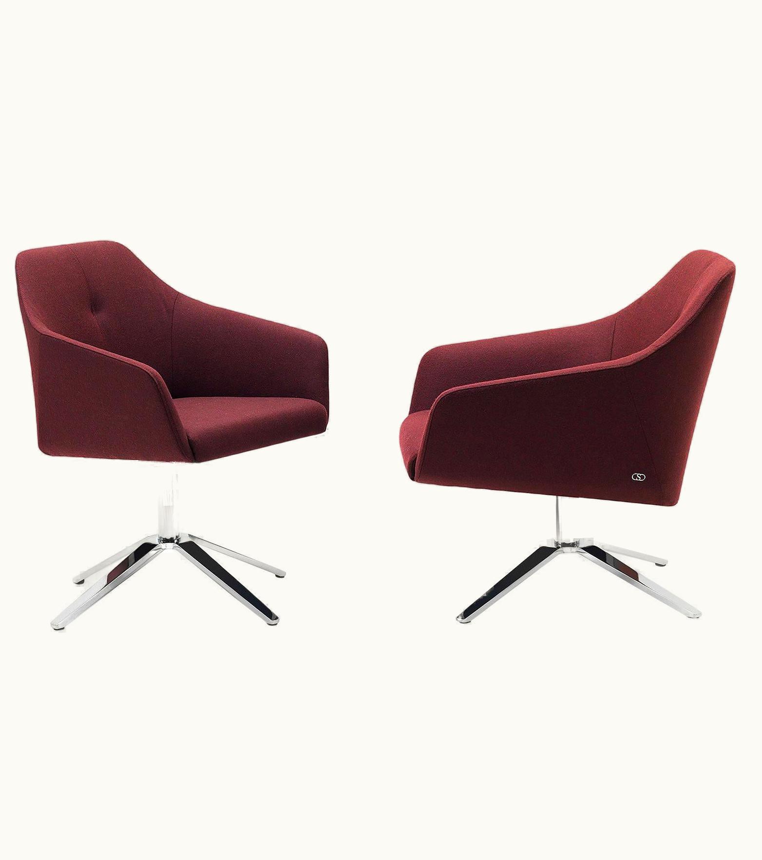 Christian Werner De Sede DS-279 Dinning Chair In Red Velour Fabric By Christian Werner