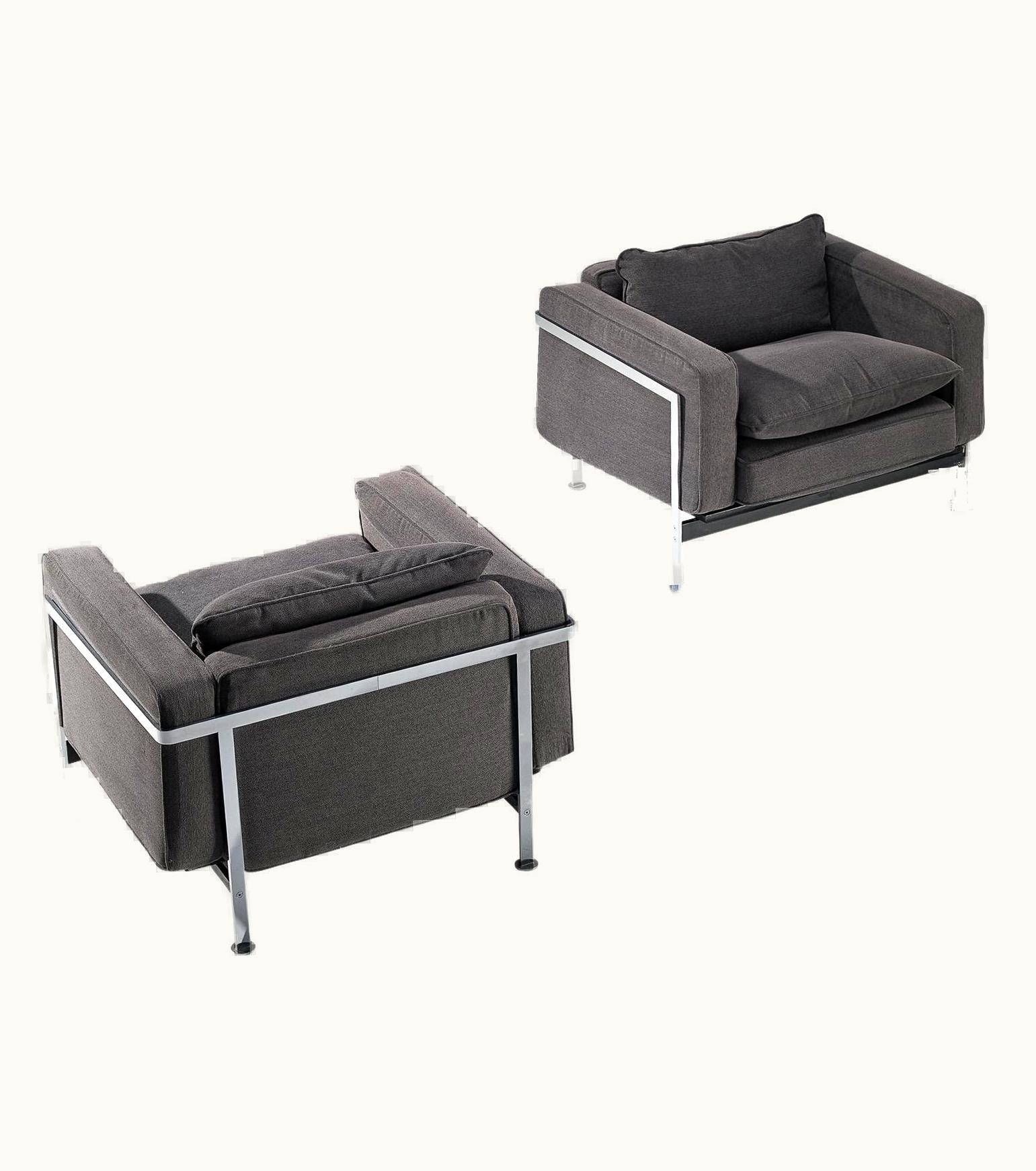 Robert Haussmann Robert Haussmann For De Sede Armchairs In Grey Fabric And Steel