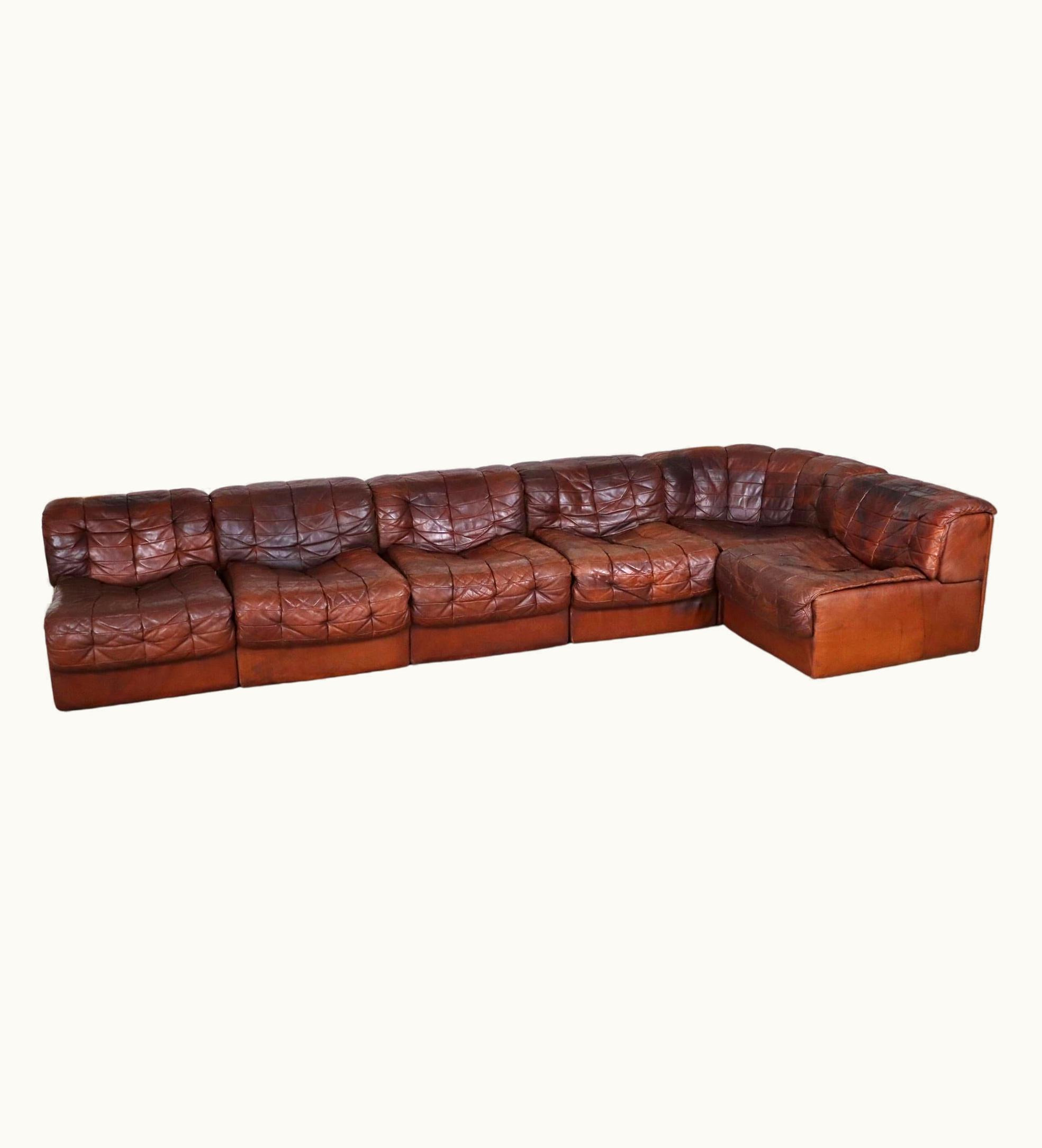 De Sede De Sede DS-11 Sofa In Deep Cognac Patchwork Leather, 1970s