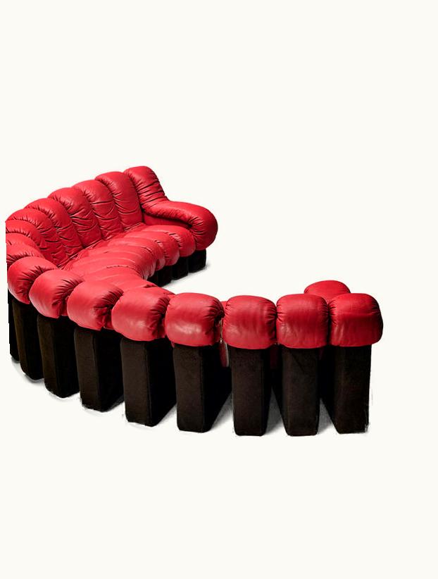 Eleanora Peduzzi-Riva, Heinz Ulrich, and Ueli Berger Eleanora Peduzzi-Riva, Heinz Ulrich, and Ueli Berger De Sede DS-600 'Snake' Sectional Sofa In VIbrant Red Leather