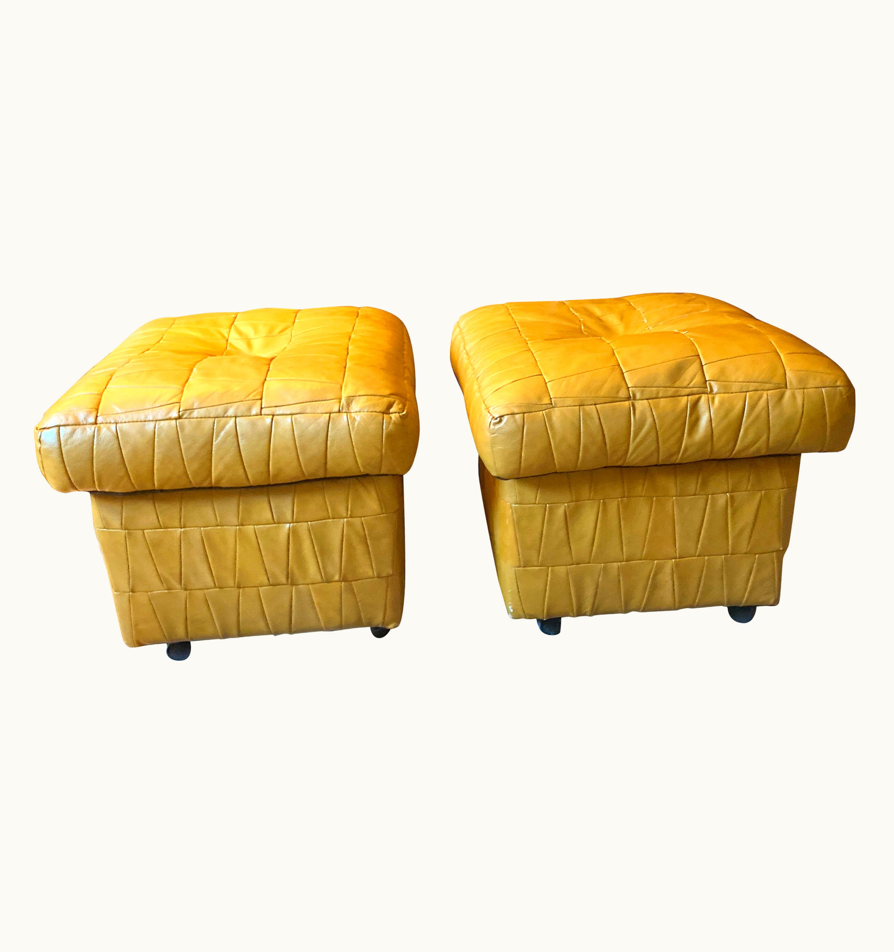 De Sede De Sede Pair Of Poufs / Chest Or Ottoman In Leather Patchwork De Sede 1970