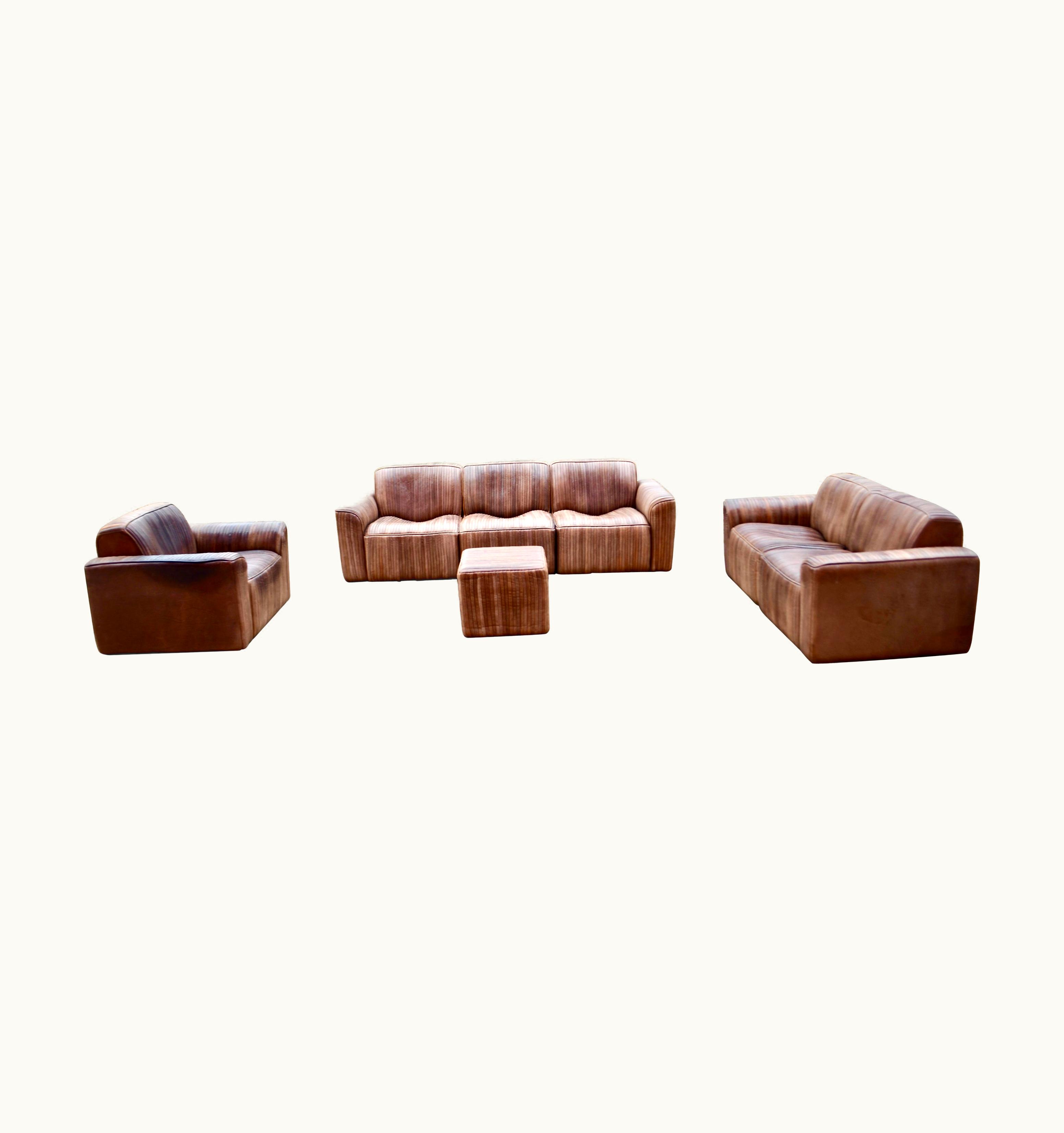 De Sede De Sede Ernst Lüthy De Sede Modular Living Room Suite Leather Sofa Brown 1970
