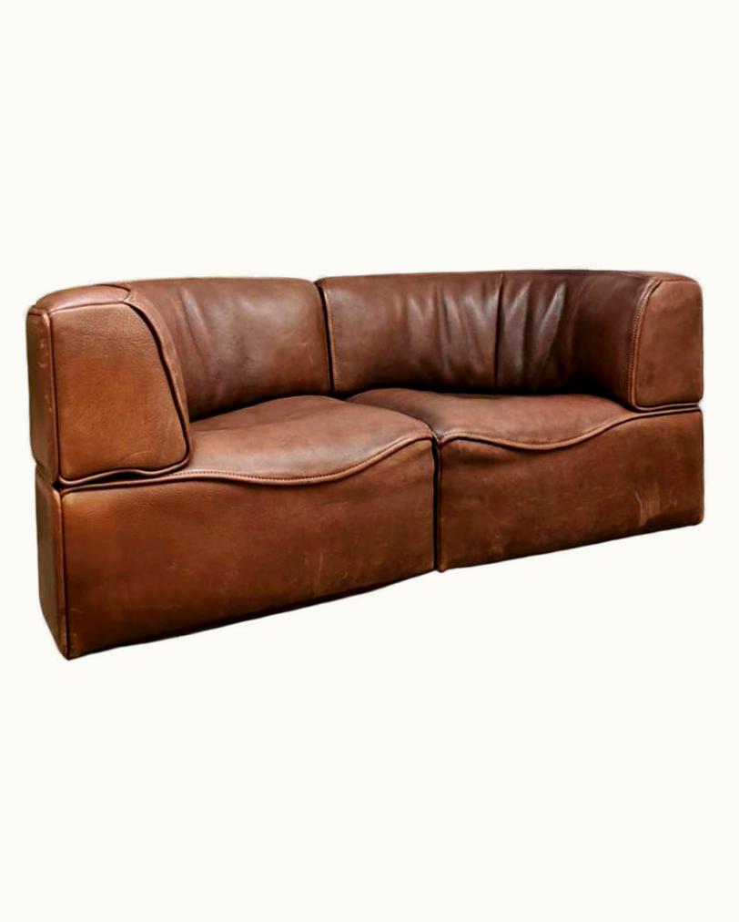 De Sede De Sede DS15 Rare Modular Buffalo Hide Leather Sofa