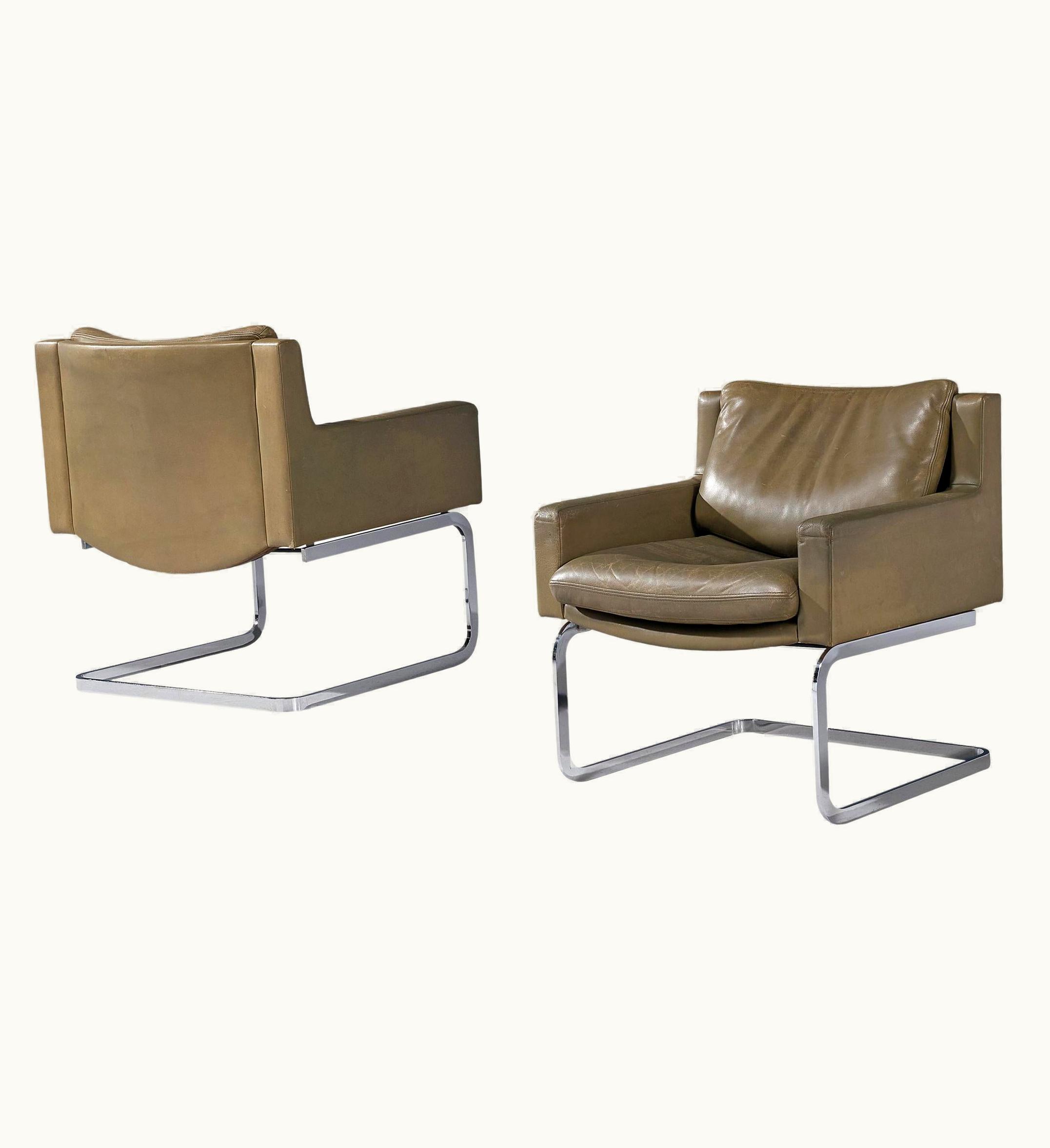 Robert Haussmann Robert Haussmann For De Sede Pair Of 'DS-201' Armchairs In Leather