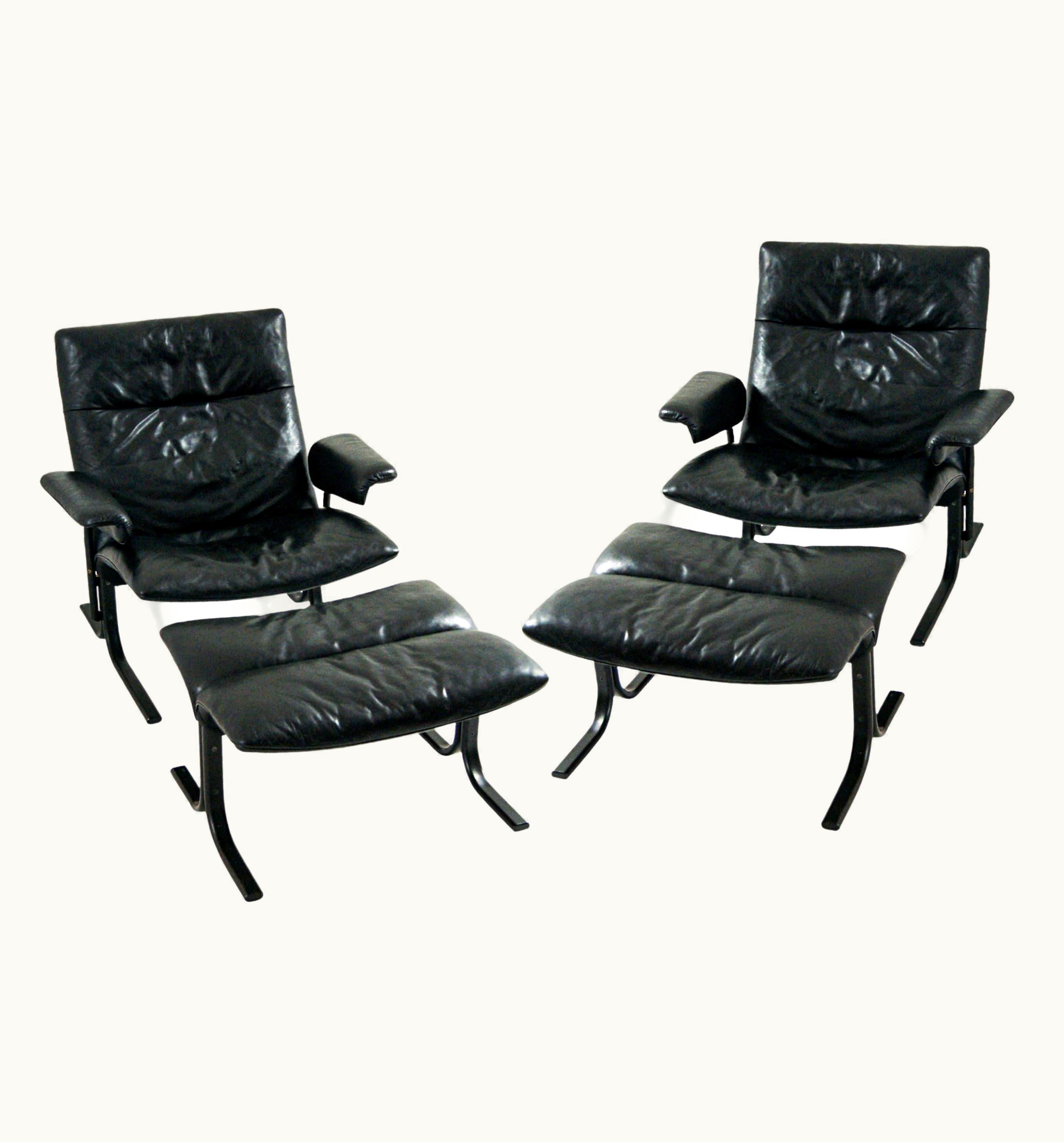 Hans Eichenberger Hans Eichenberger De Sede DS-2030 Black Leather Armchair And Footstool By Hans Eichenberger