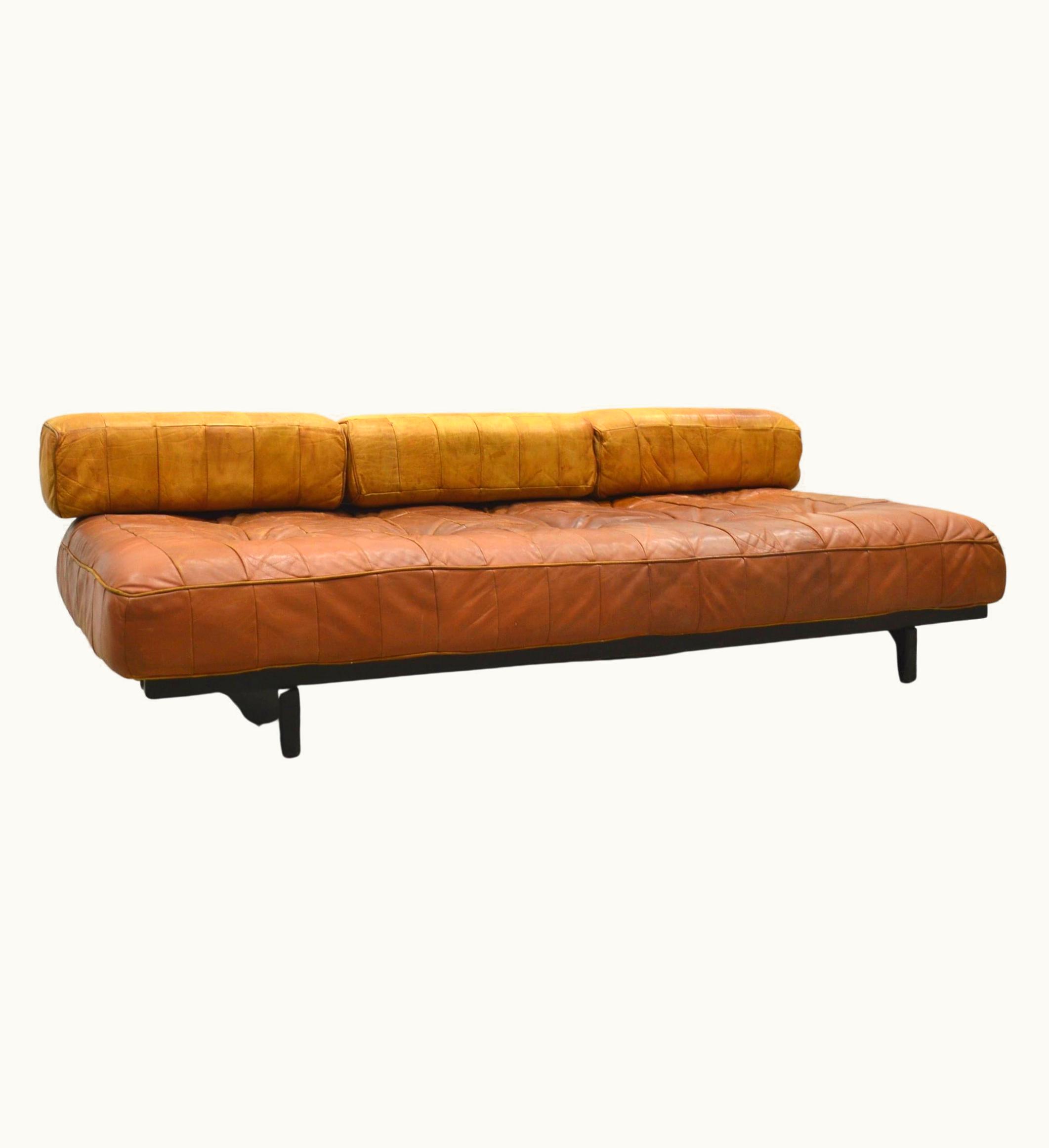De Sede De Sede Cognac De Sede Ds80 Patchwork Daybed Sofa, 1970s