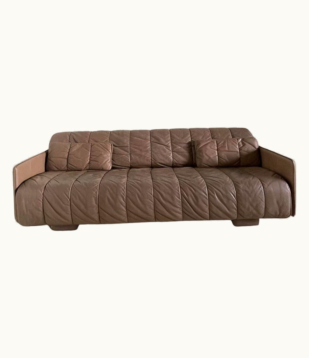 De Sede De Sede DS 69 Channeled Leather Sleeper Sofa In Taupe Circa 1970 Switzerland